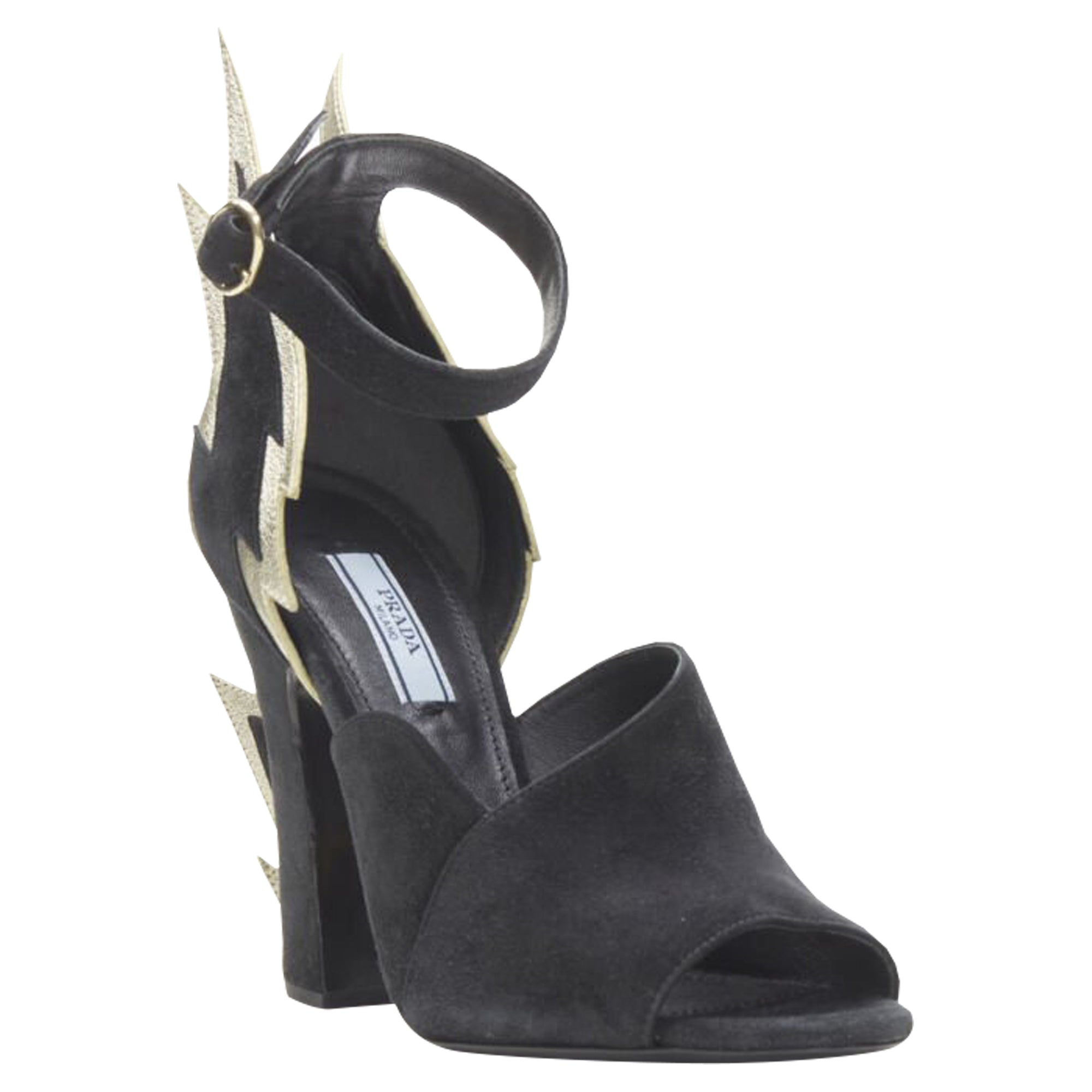 Women's Prada suede metallic chunky heel