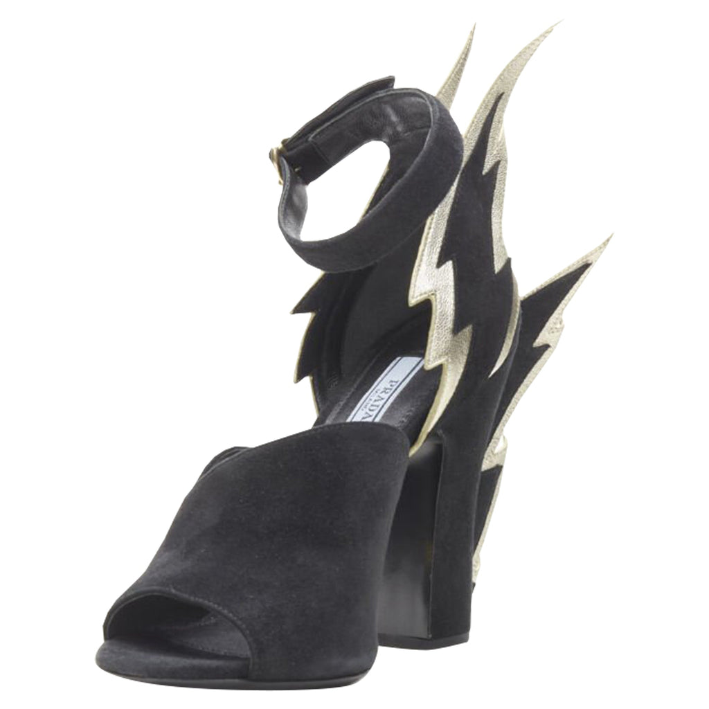 Women's Prada suede metallic chunky heel