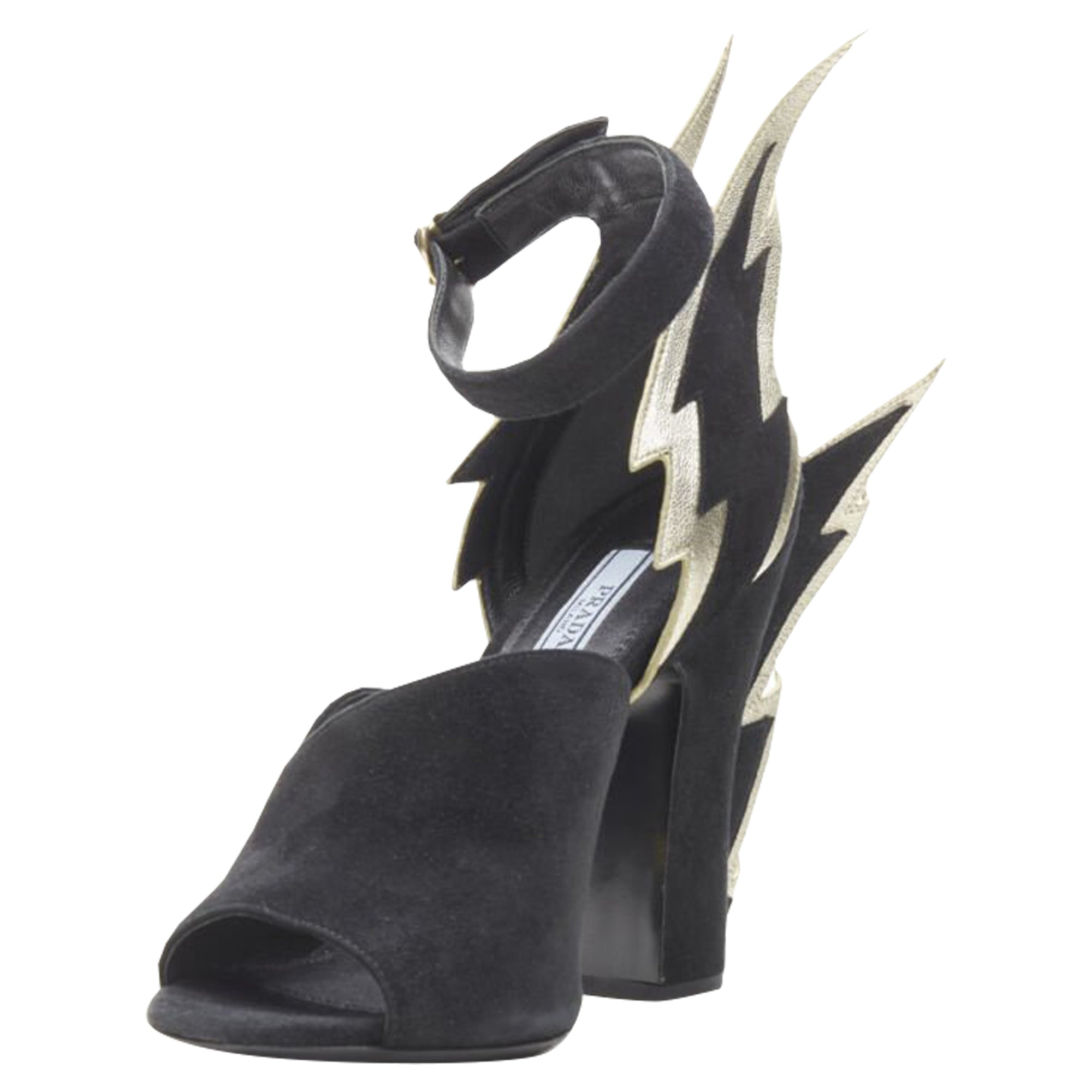 Women's Prada suede metallic chunky heel