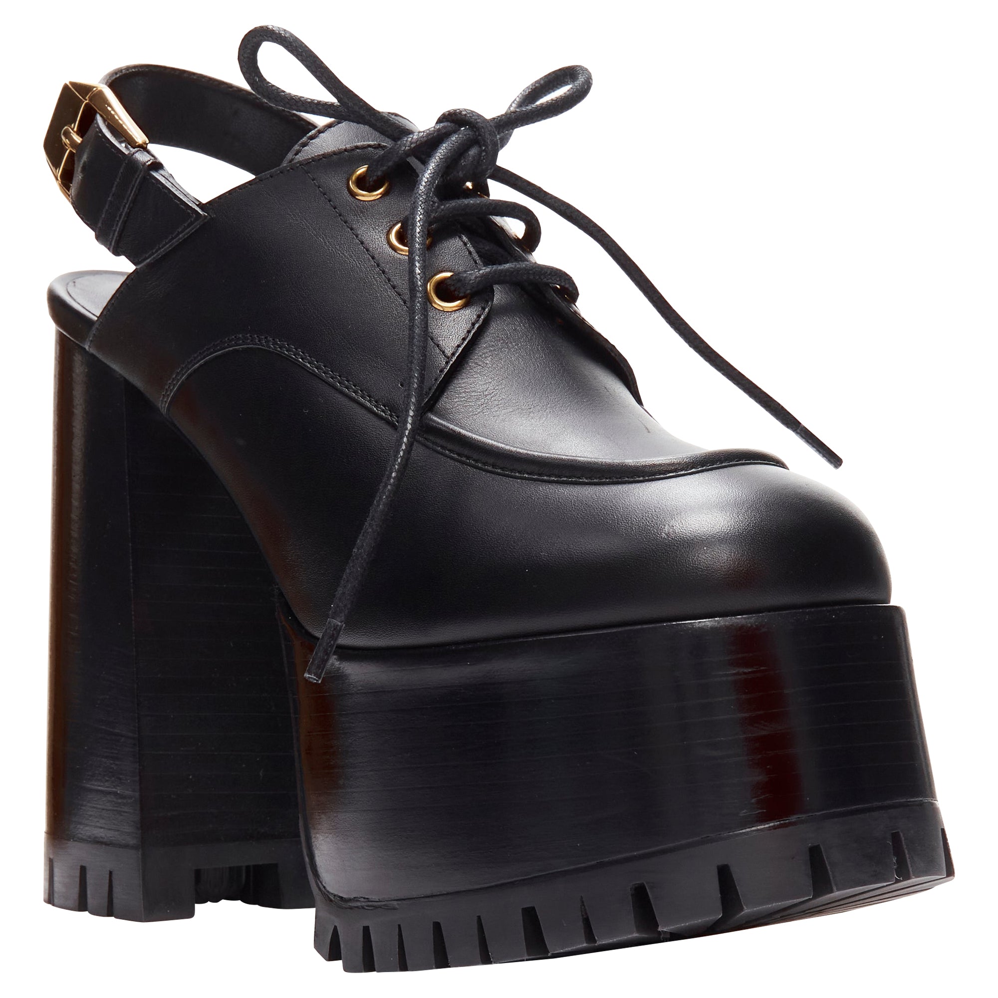 Women's Versace buckle sling back platform loafer