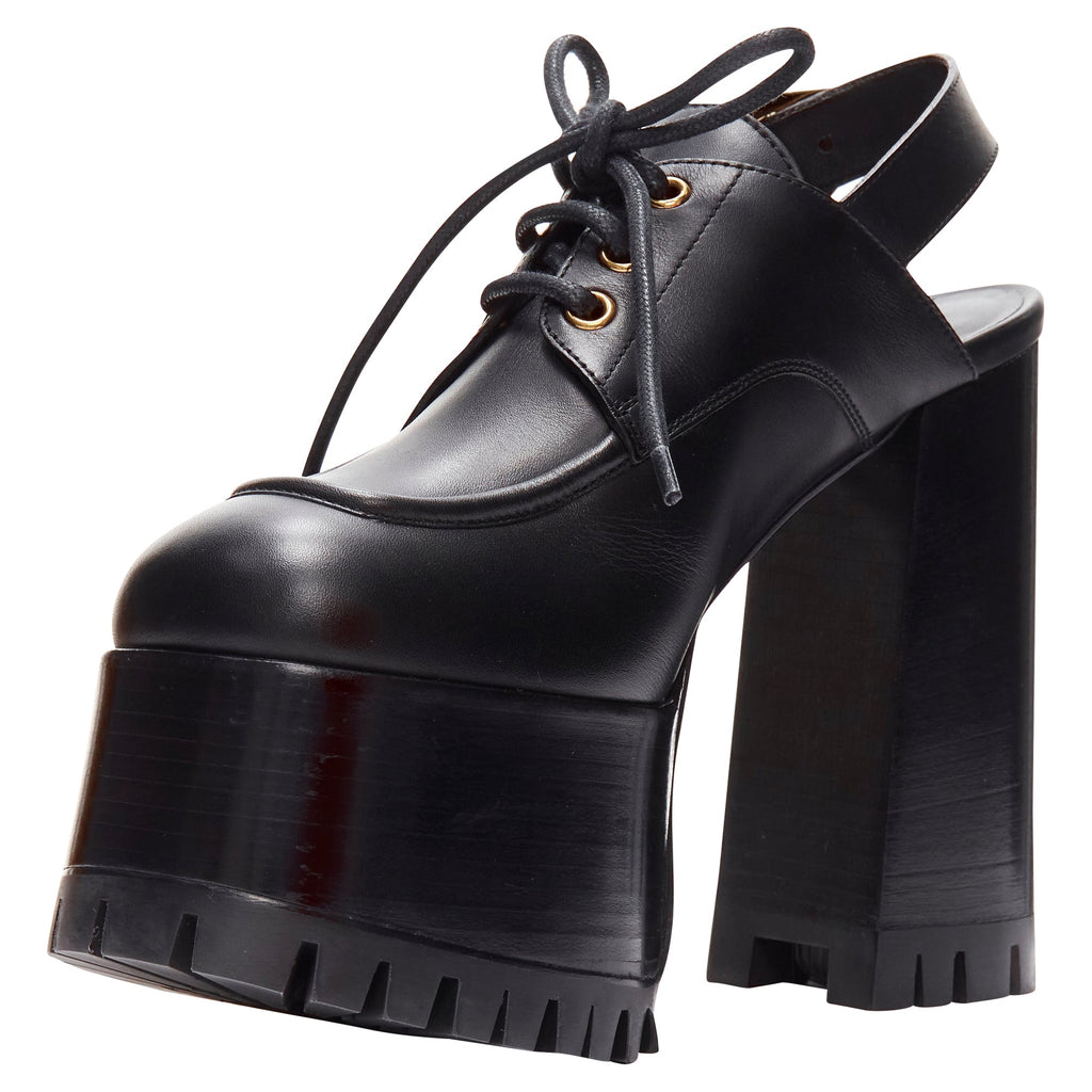Women's Versace buckle sling back platform loafer