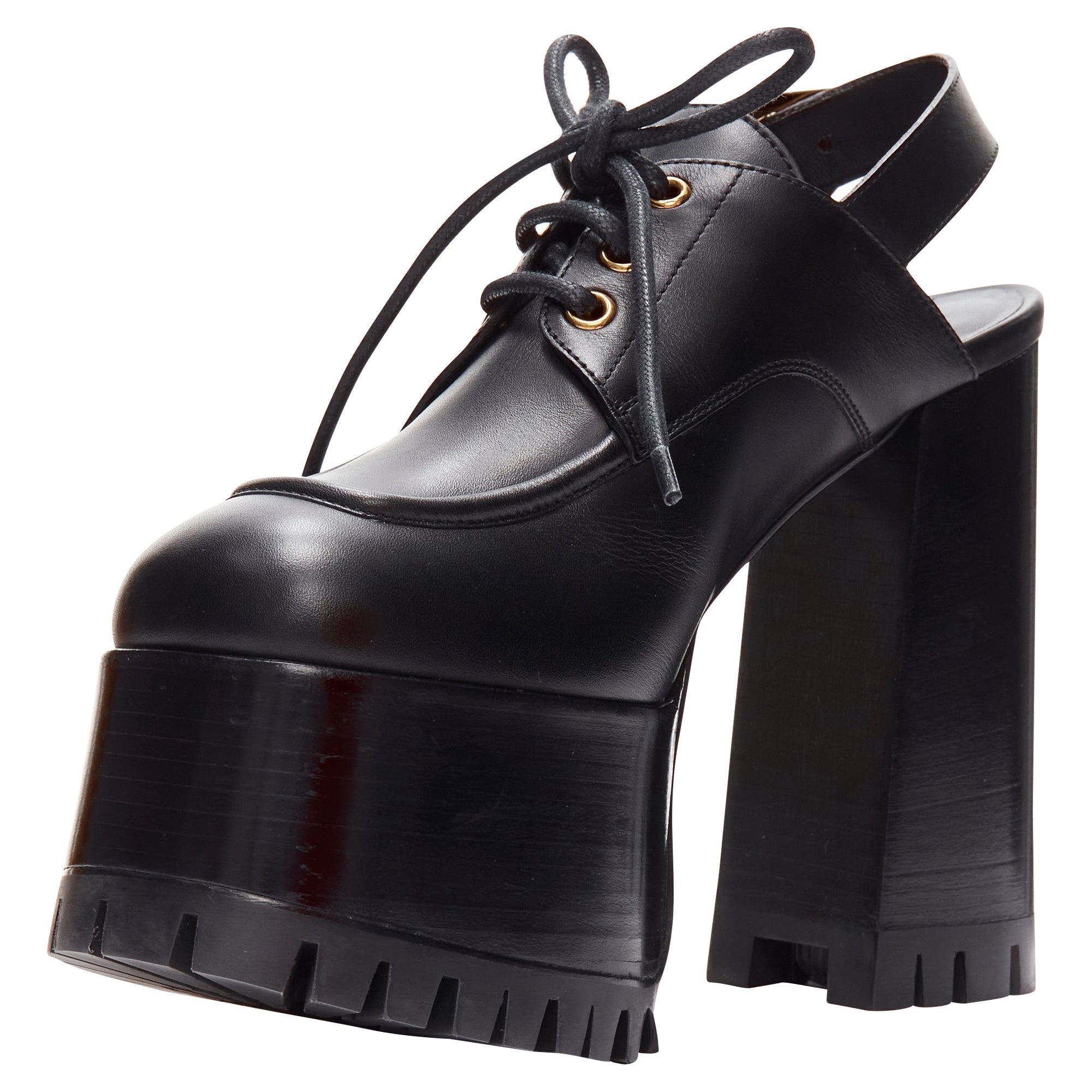 Women's Versace buckle sling back platform loafer