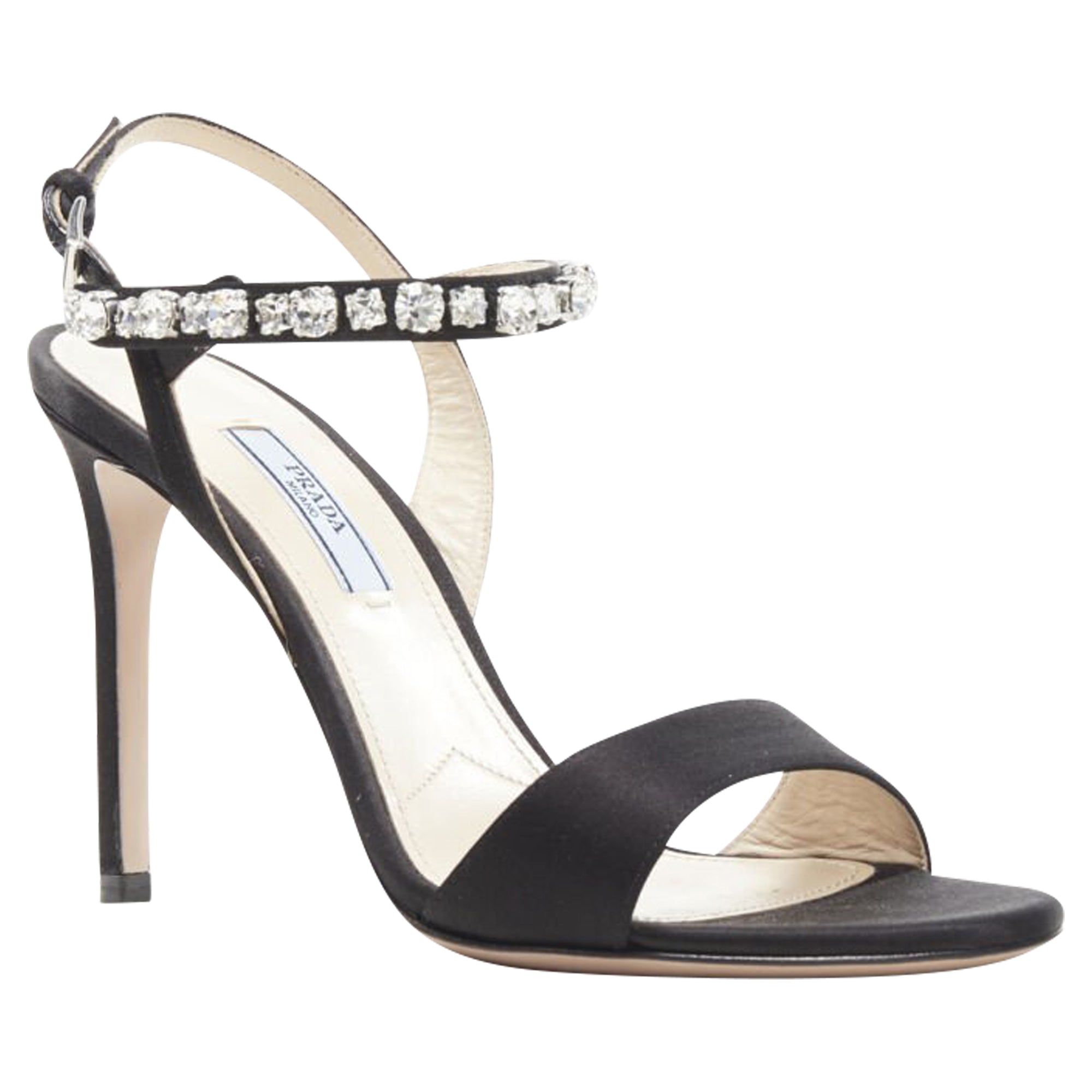 Women's Prada satin crystal high heel sandals