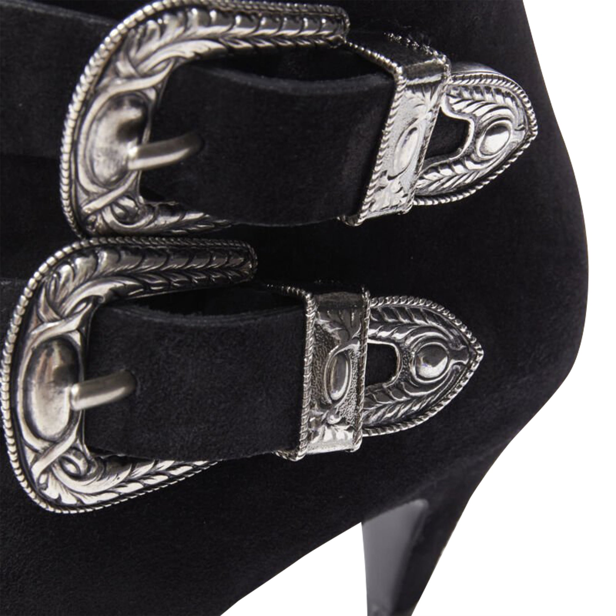 Women's Saint Laurent Charlotte suede silver western buckle bootie