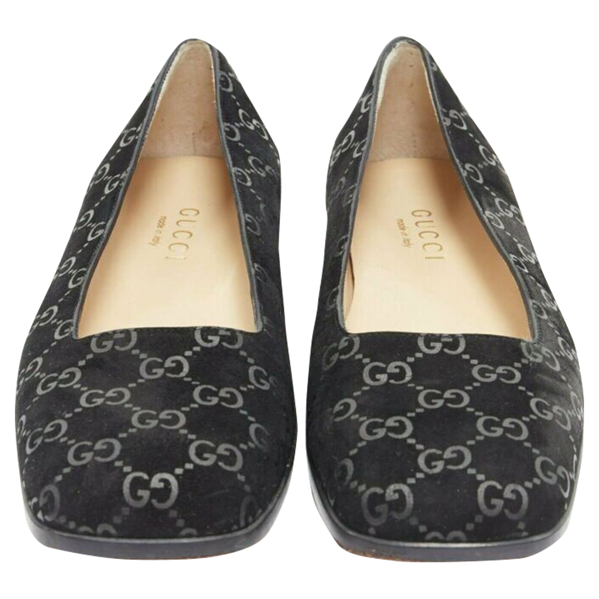 Women's Gucci monogram printed suede square toe loafer