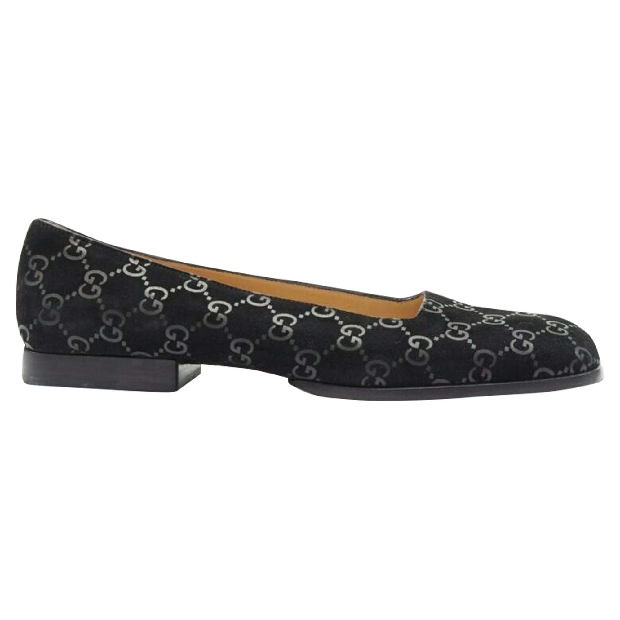 Women's Gucci monogram printed suede square toe loafer