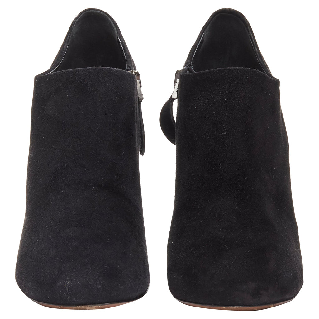 Women's Azzedine Alaia suede curved wedge round toe ankle bootie