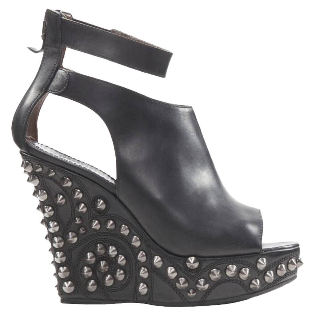 Women's Givenchy silver spike baroque studded platform wedge gladiator