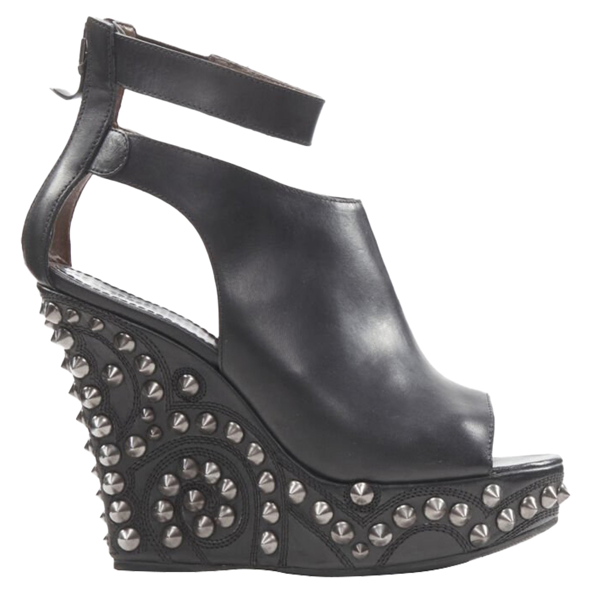 Women's Givenchy silver spike baroque studded platform wedge gladiator