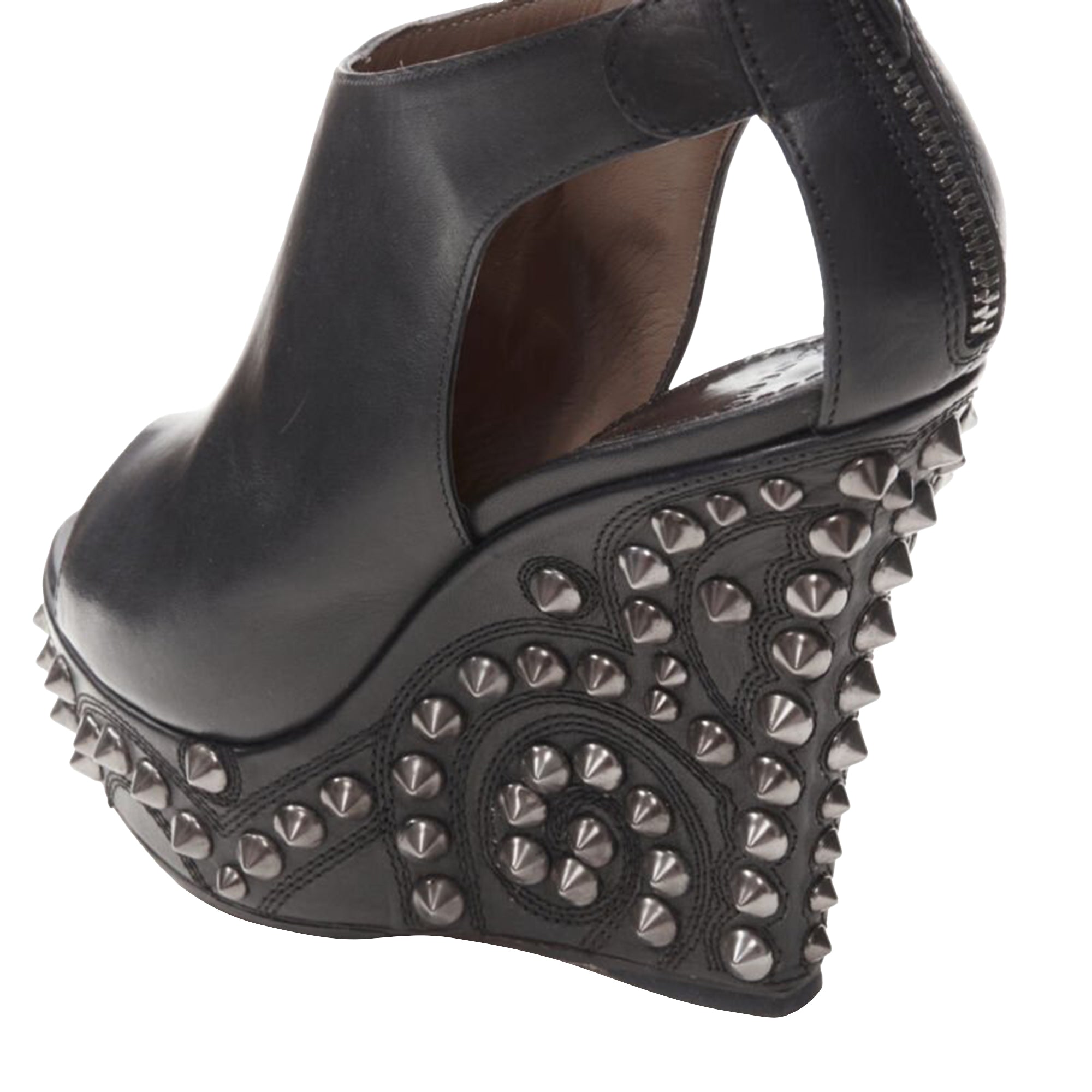 Women's Givenchy silver spike baroque studded platform wedge gladiator