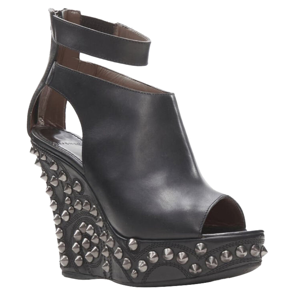 Women's Givenchy silver spike baroque studded platform wedge gladiator