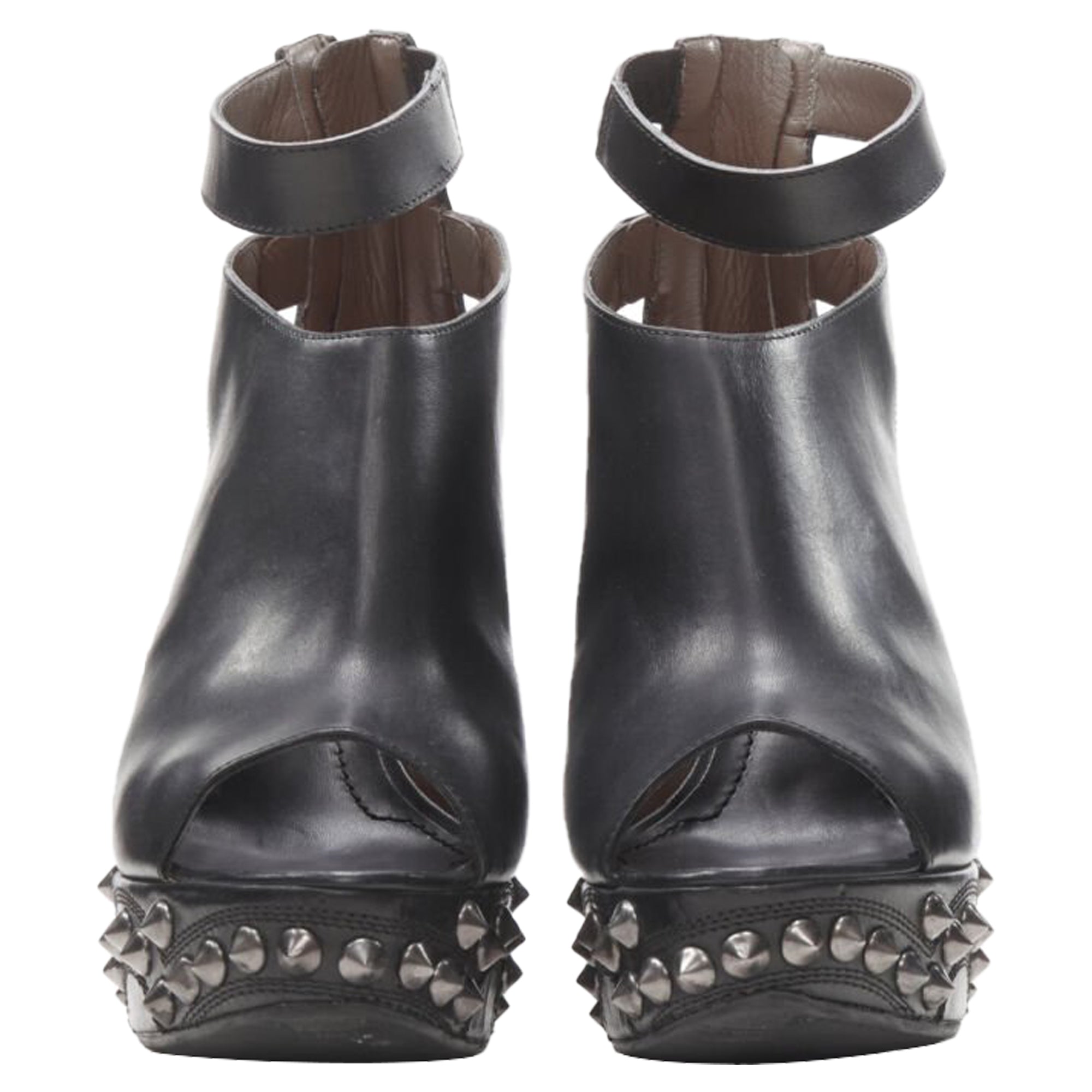 Women's Givenchy silver spike baroque studded platform wedge gladiator