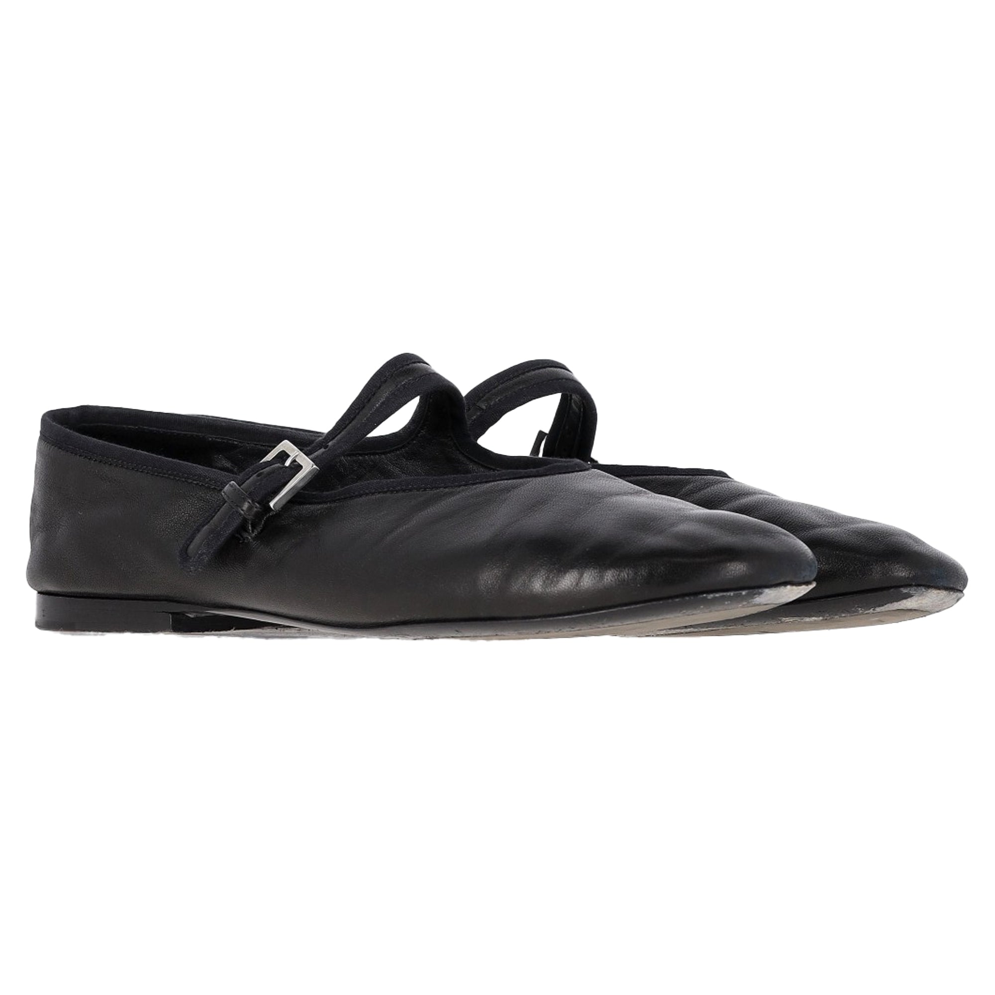 The Row Boheme Mary Jane Ballet Flats in Black Lambskin Leather