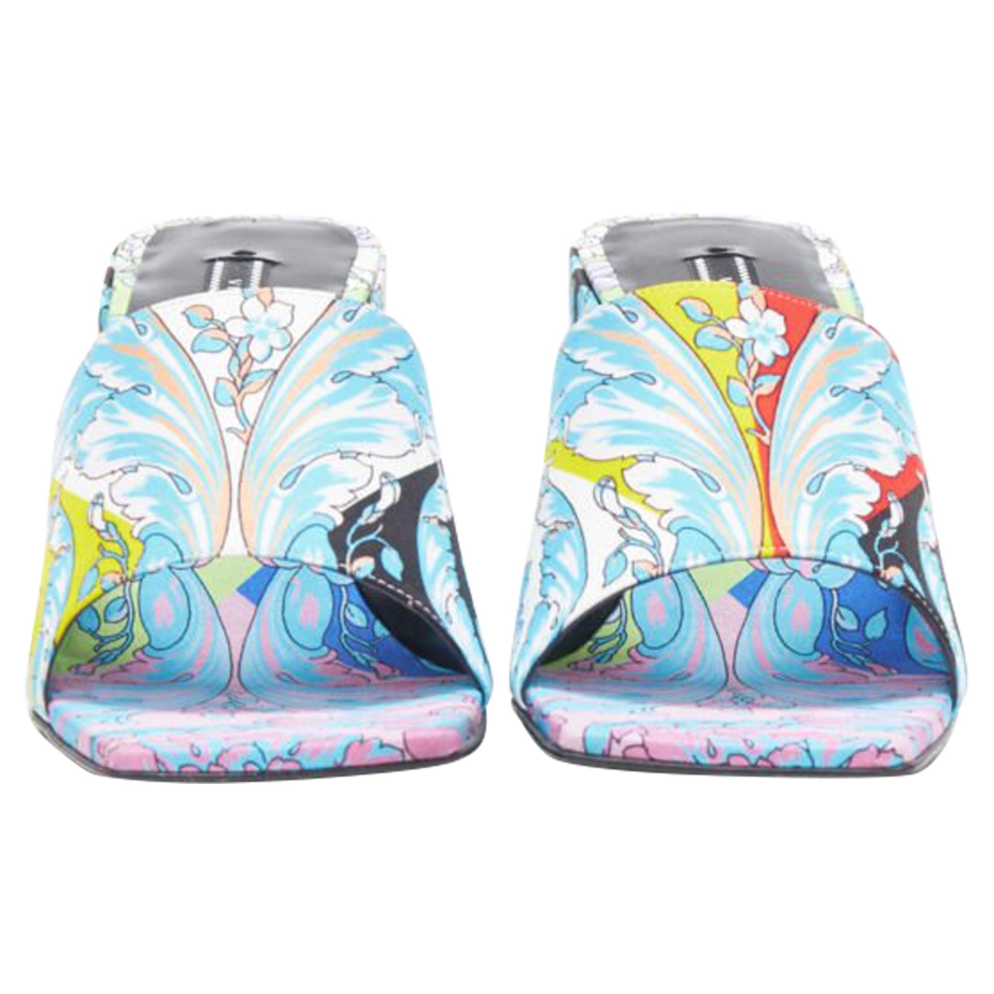 Women's Versace Technicolor Baroque Open Round Toe Block Heel Sandals