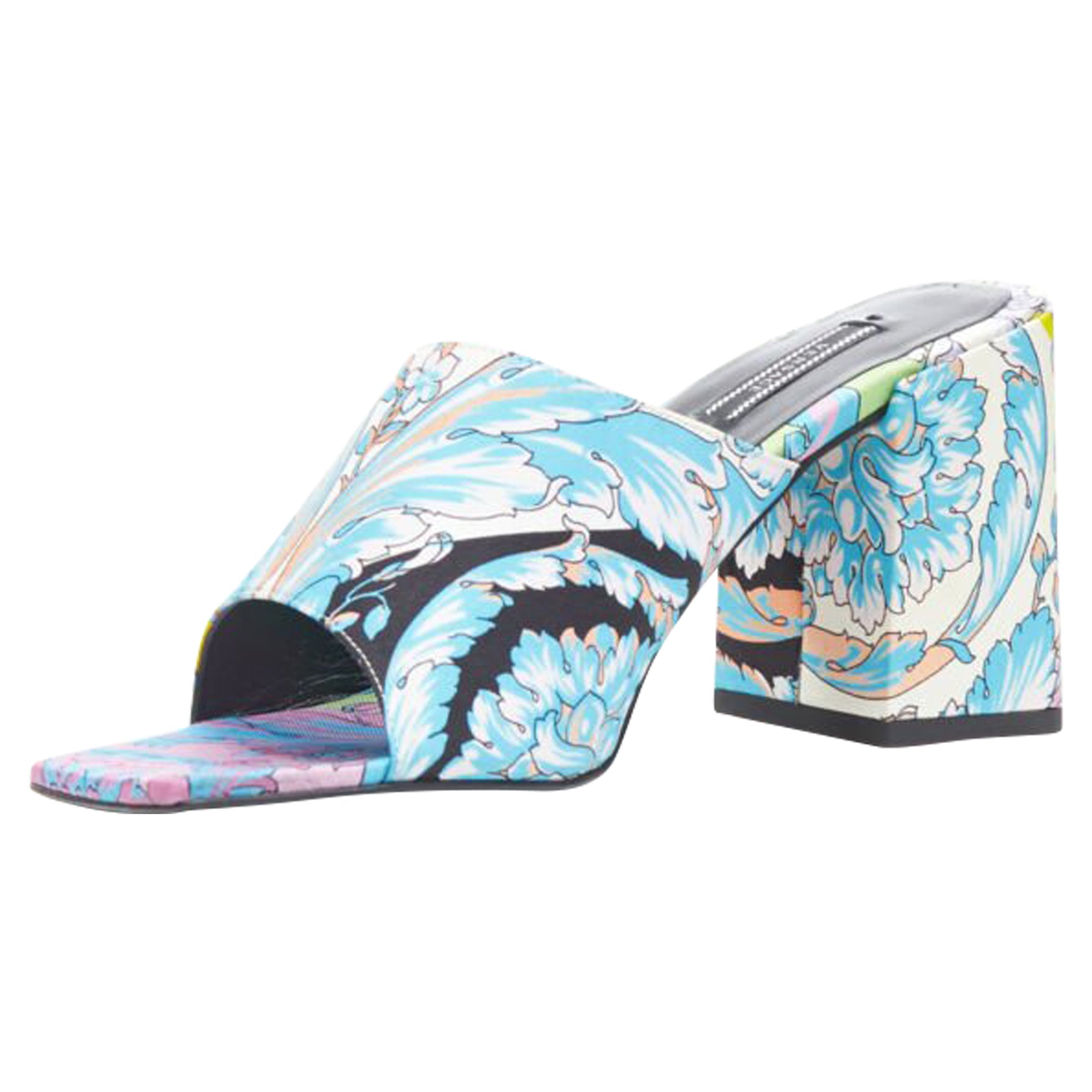 Women's Versace Technicolor Baroque Open Round Toe Block Heel Sandals