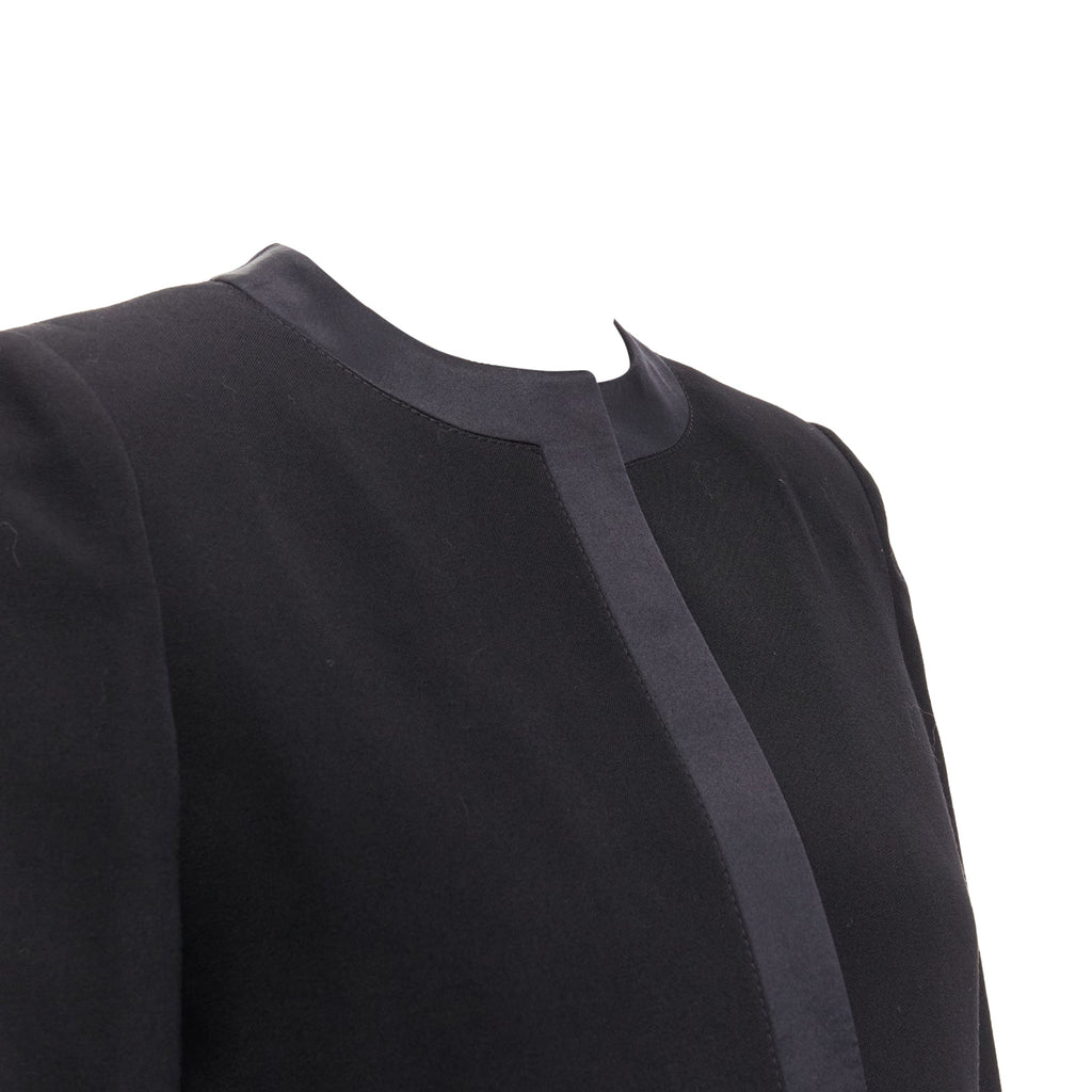Women's Givenchy Wool Silk Trim High Low Hem Minimal Classic Jacket