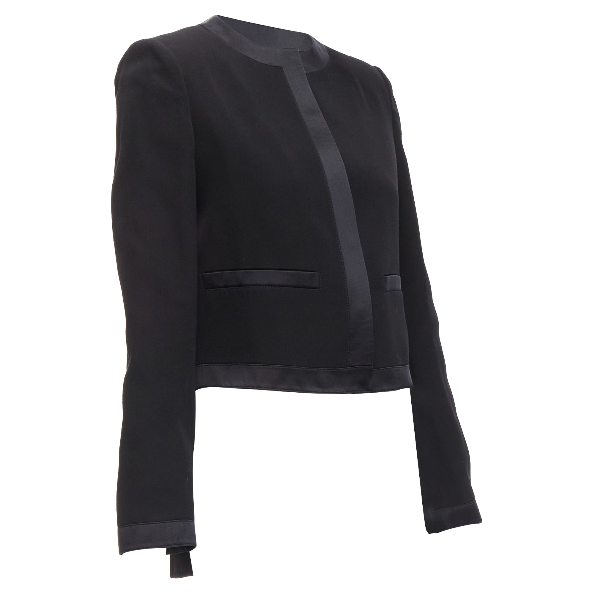 Women's Givenchy Wool Silk Trim High Low Hem Minimal Classic Jacket