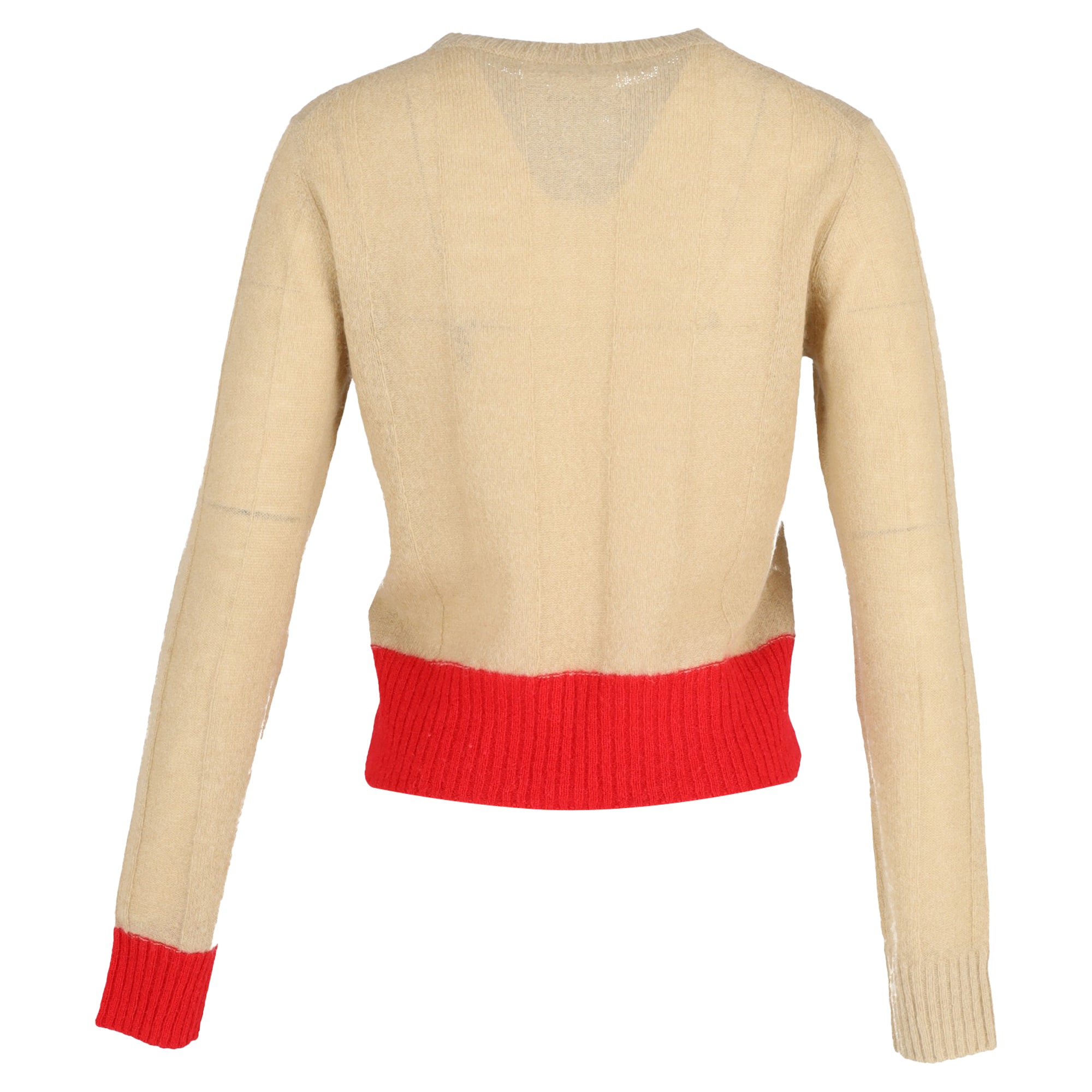 Victoria Beckham Color-Block Crewneck Sweater in Brown and Red Alpaca Wool