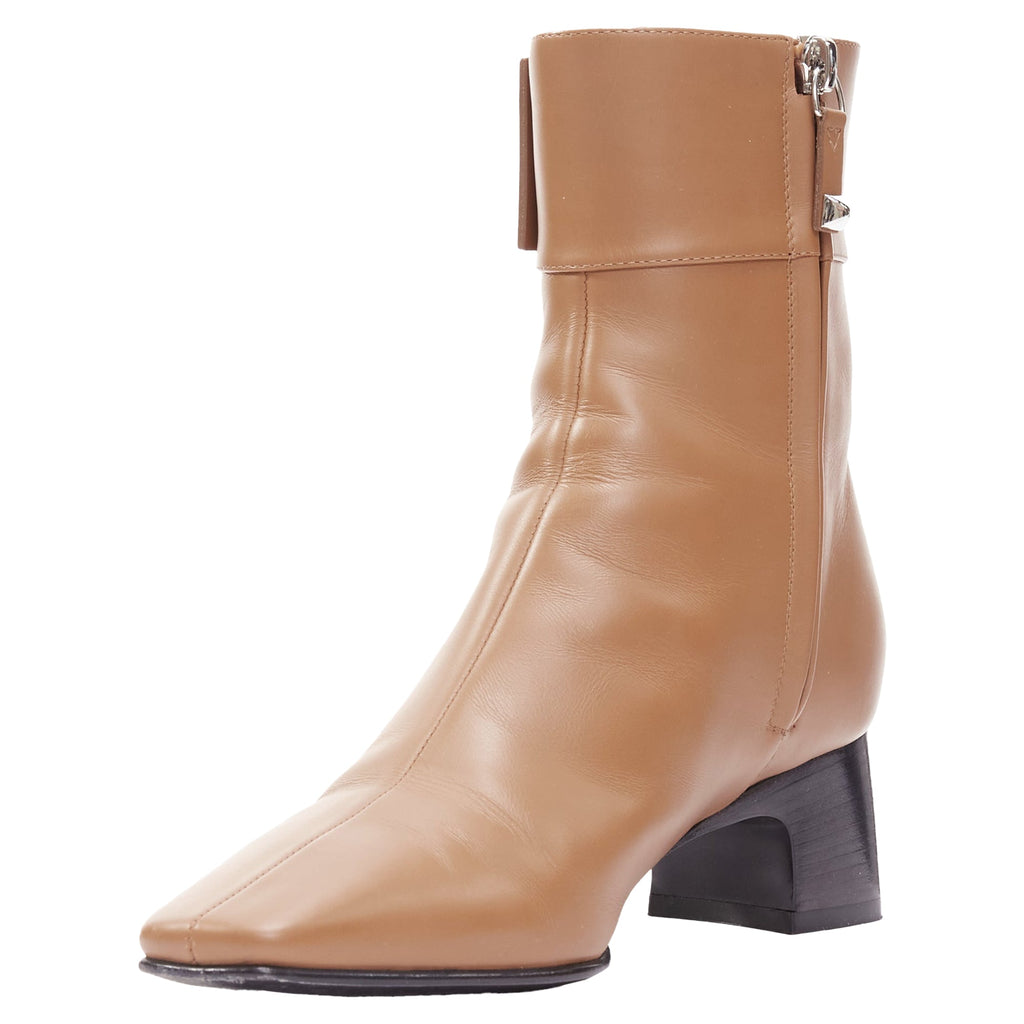 Women's Hermes Decouverte Beige Dore Leather Silver Hardware Ankle Boots