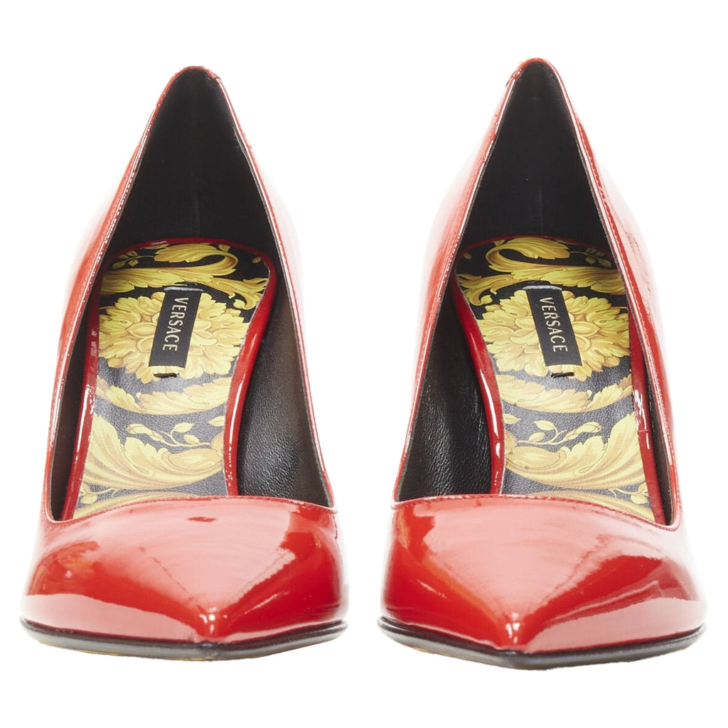 Women's Versace Hibiscus Barocco Gold Sole Medusa Stud Pump