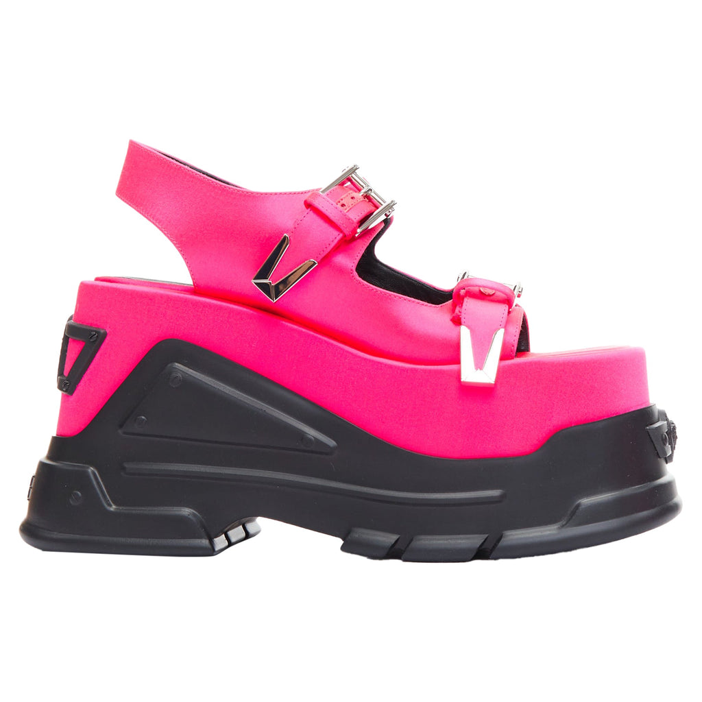 Women's Versace anthem tropical satin platform chunky sandals
