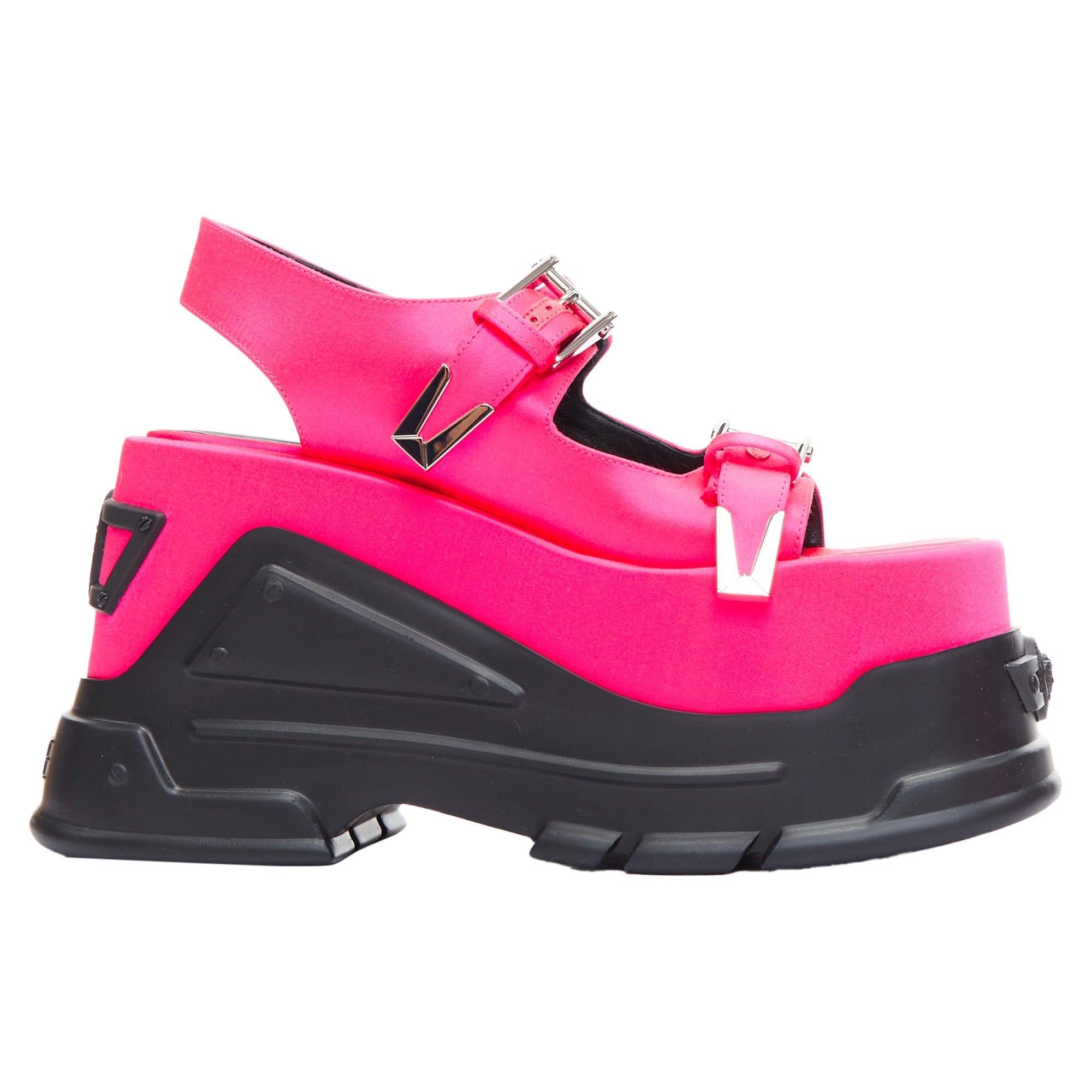 Women's Versace anthem tropical satin platform chunky sandals