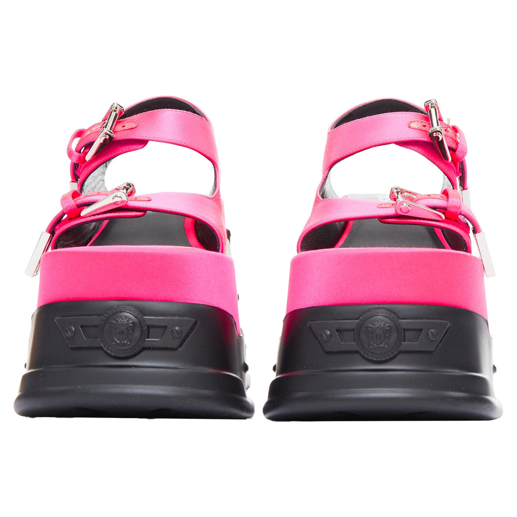 Women's Versace anthem tropical satin platform chunky sandals