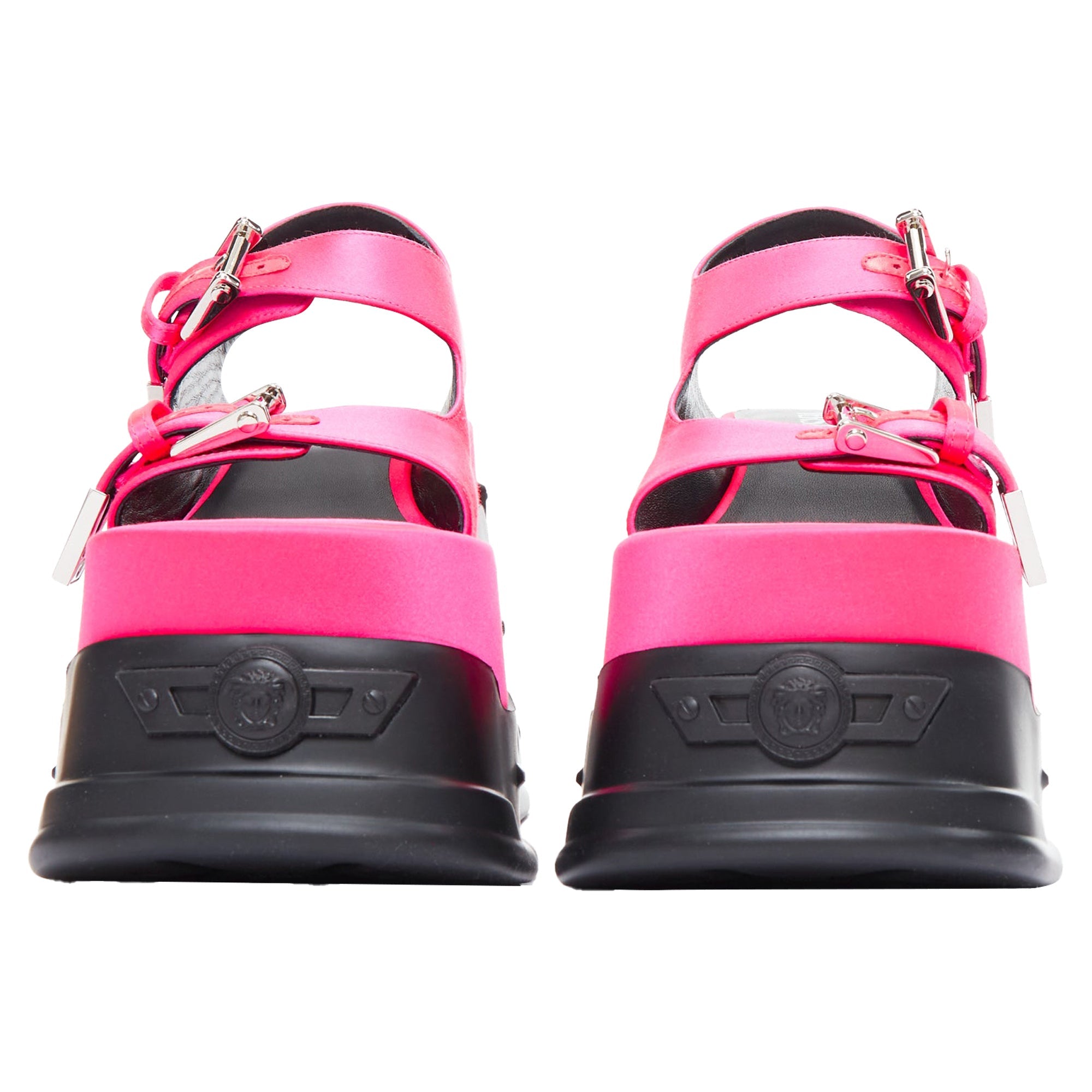 Women's Versace anthem tropical satin platform chunky sandals
