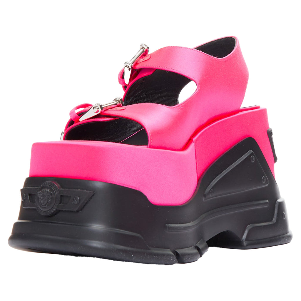 Women's Versace anthem tropical satin platform chunky sandals
