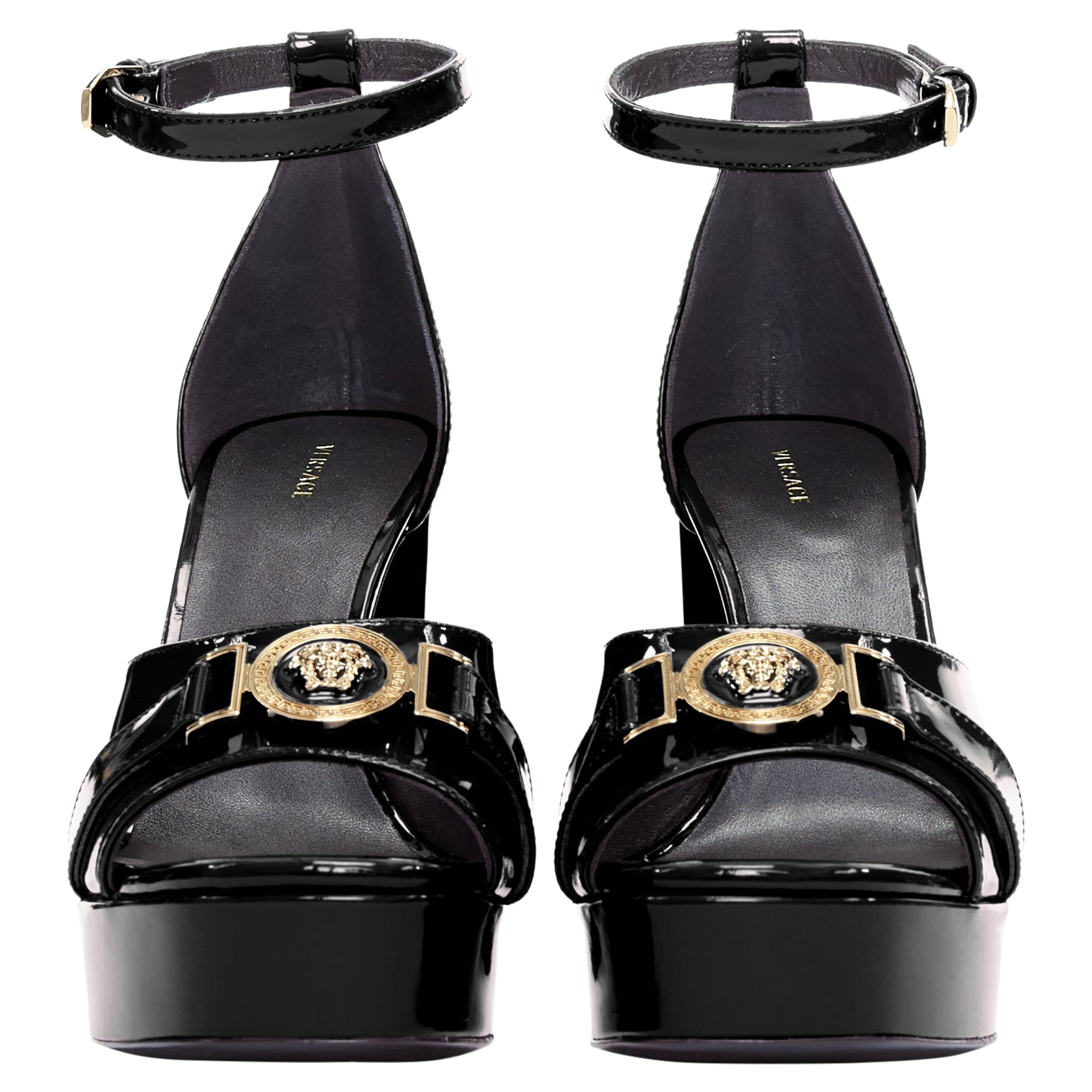 Women's Versace Tribute Patent Medusa Open Toe Platform Sandal