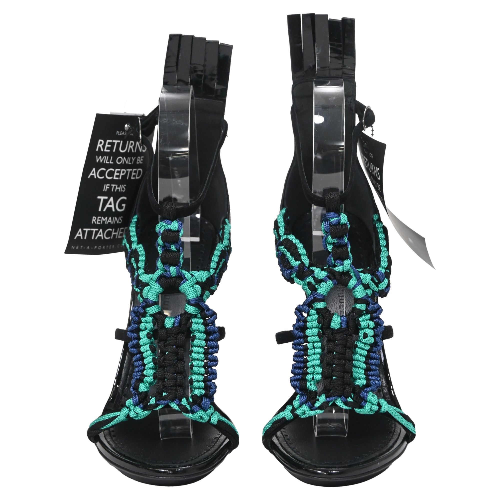 Women's Proenza Schouler Braided Ankle Strap High Heel Sandals in Multicolor Suede