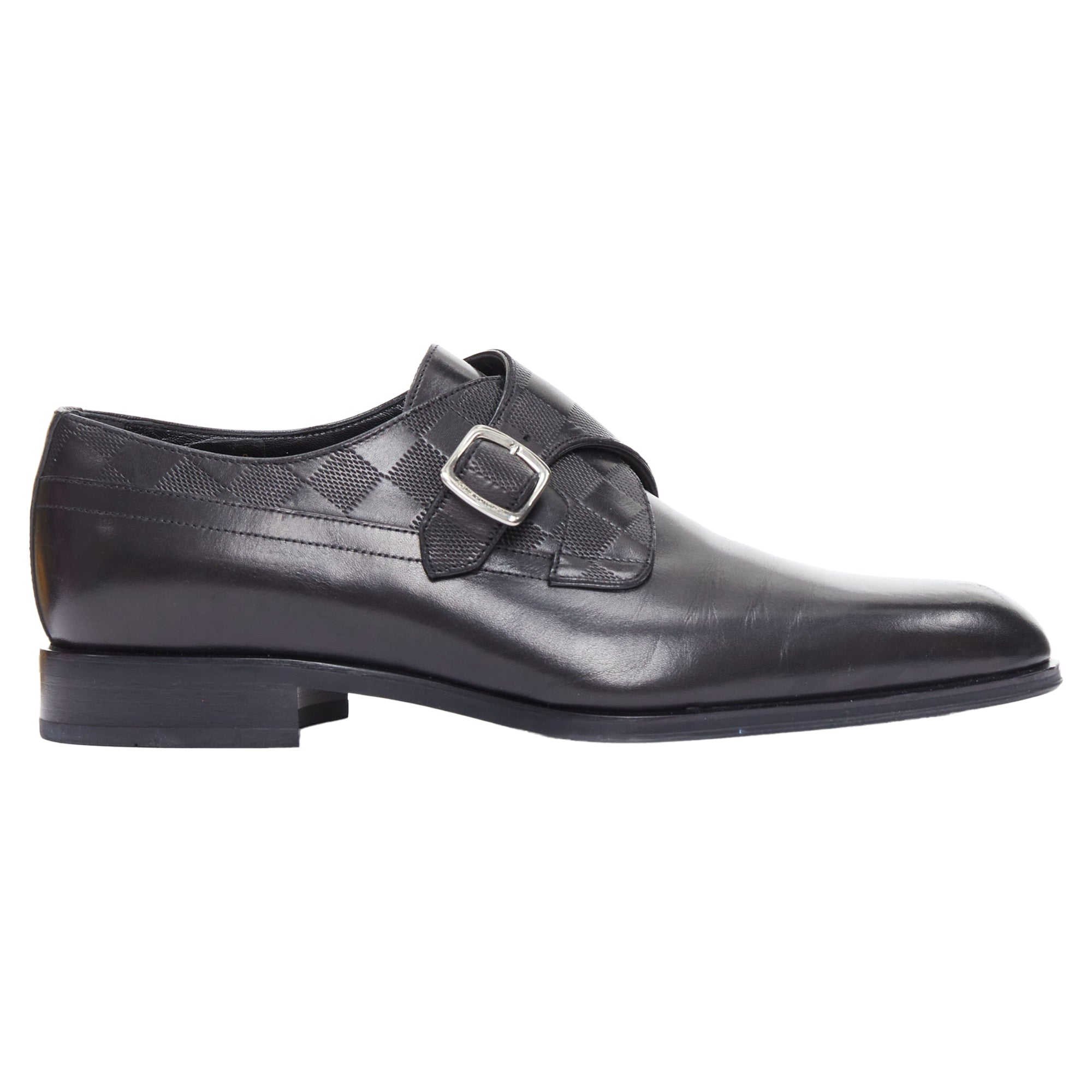 Men's Louis Vuitton District Damier Check Emboss Buckle Monk Shoes