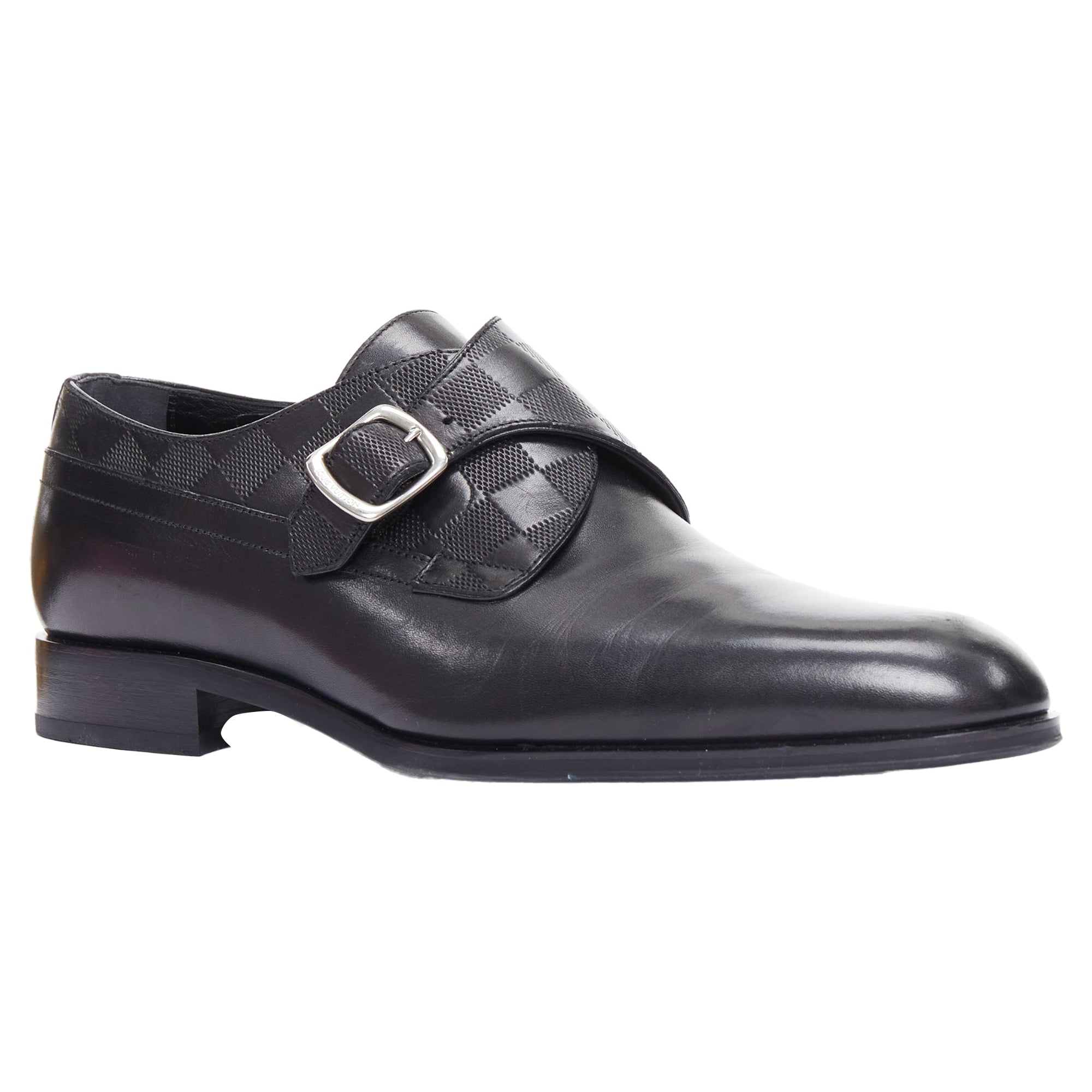 Men's Louis Vuitton District Damier Check Emboss Buckle Monk Shoes
