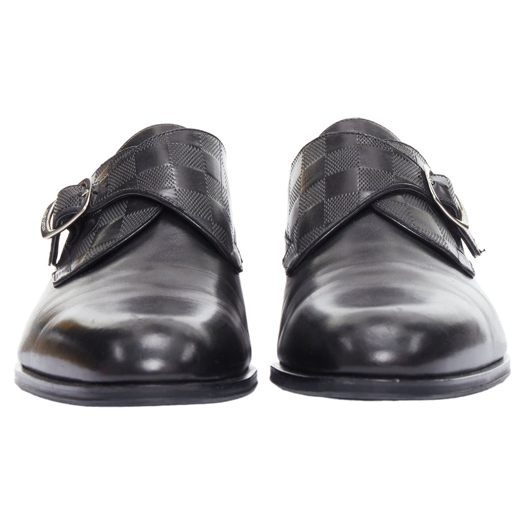 Men's Louis Vuitton District Damier Check Emboss Buckle Monk Shoes