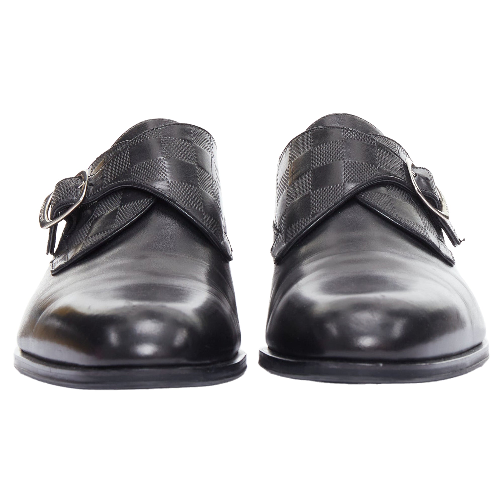 Men's Louis Vuitton District Damier Check Emboss Buckle Monk Shoes
