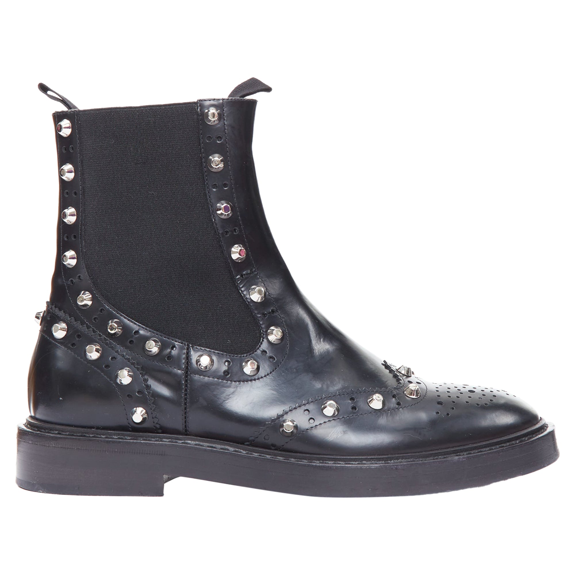 Women's Balenciaga Studded Brogue Chelsea Ankle Boots