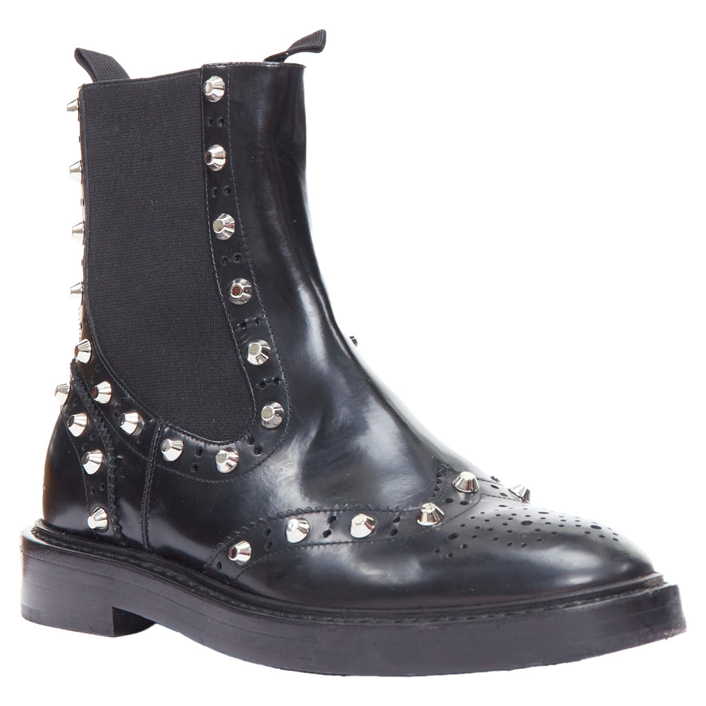 Women's Balenciaga Studded Brogue Chelsea Ankle Boots