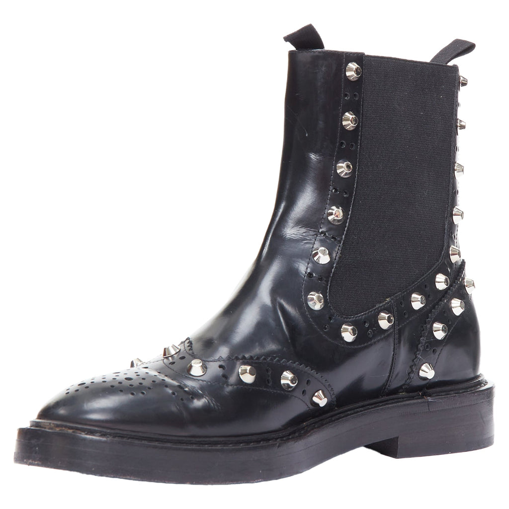 Women's Balenciaga Studded Brogue Chelsea Ankle Boots