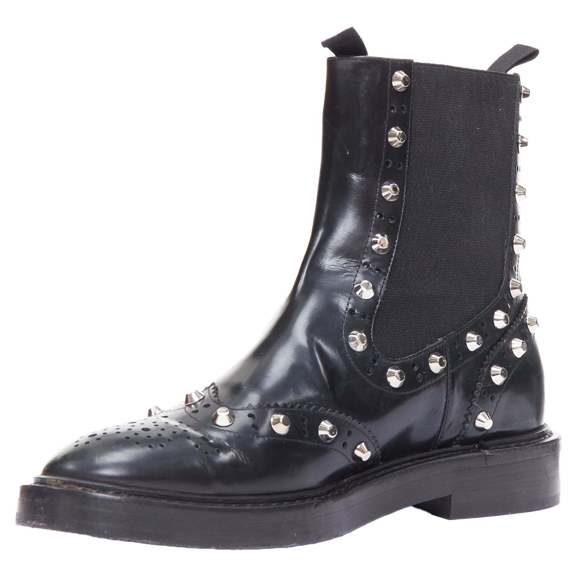 Women's Balenciaga Studded Brogue Chelsea Ankle Boots