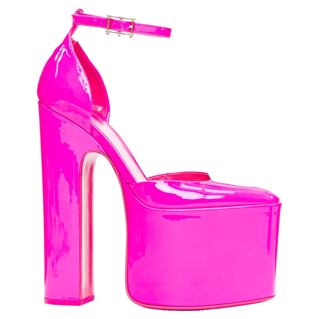 Women's Valentino Discobox Patent Platform Ankle Strap Heels