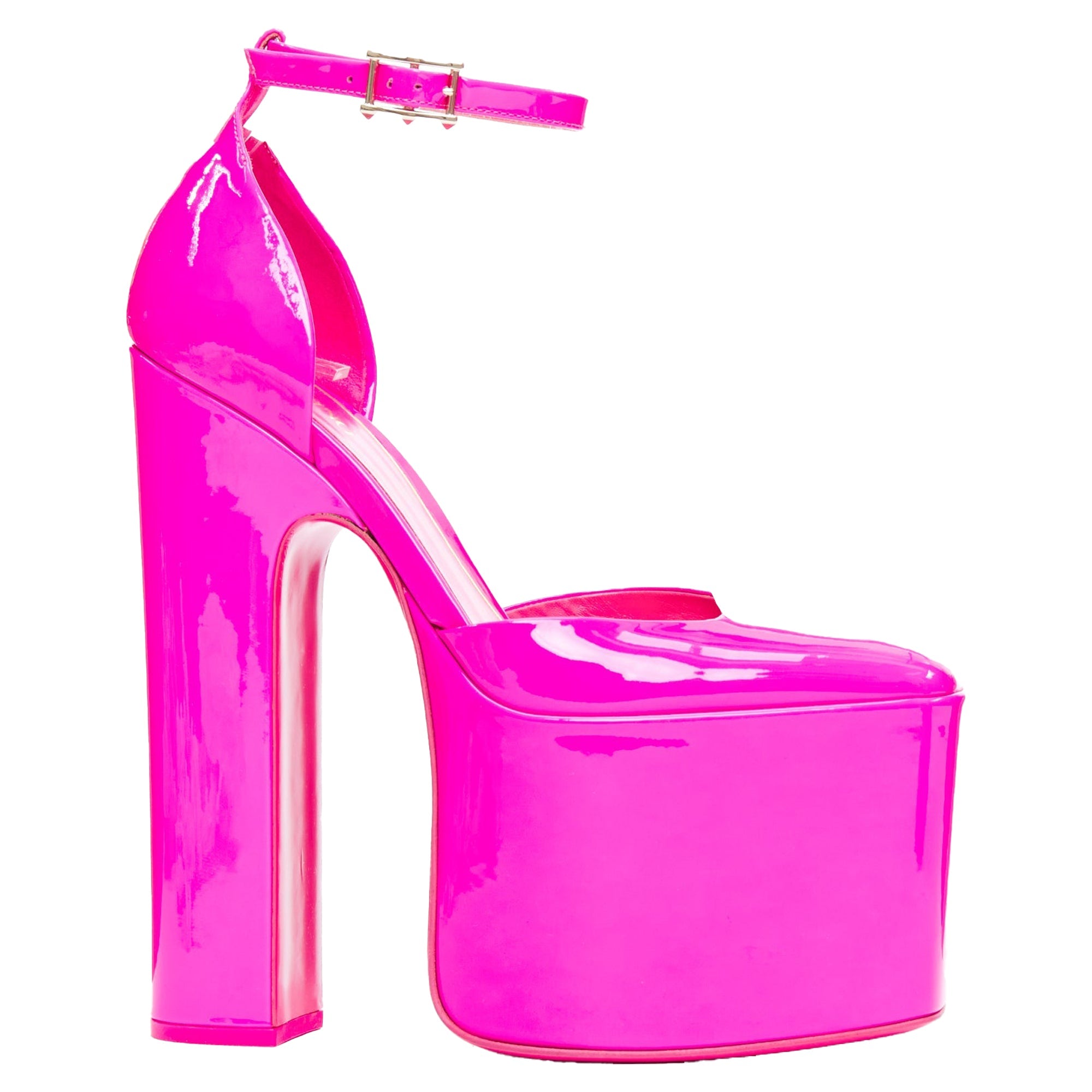 Women's Valentino Discobox Patent Platform Ankle Strap Heels