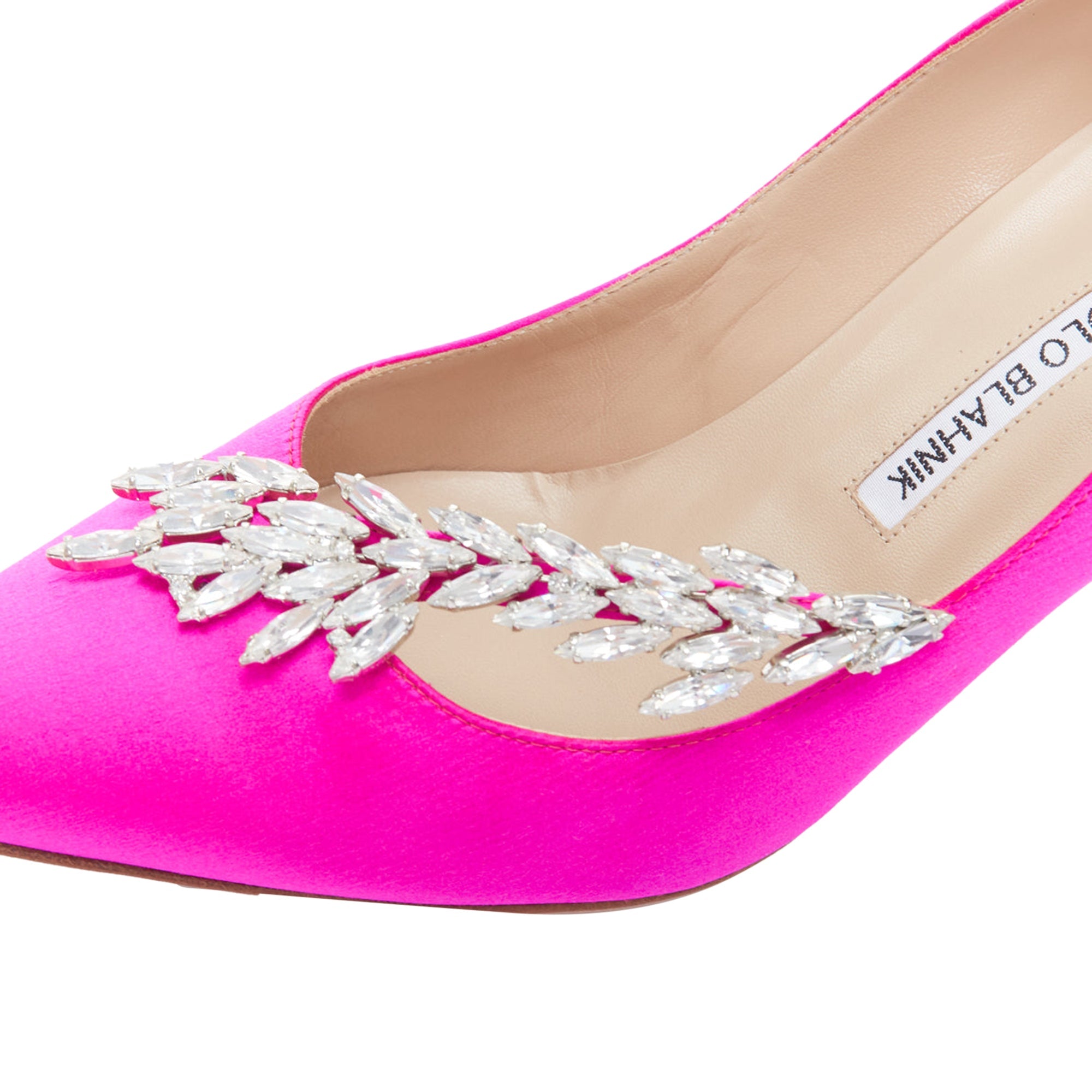 Women's Manolo Blahnik nadira satin crystal mid pumps