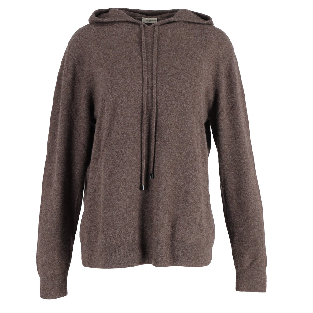 Dries Van Noten Hooded Sweater with Pockets in Brown Wool