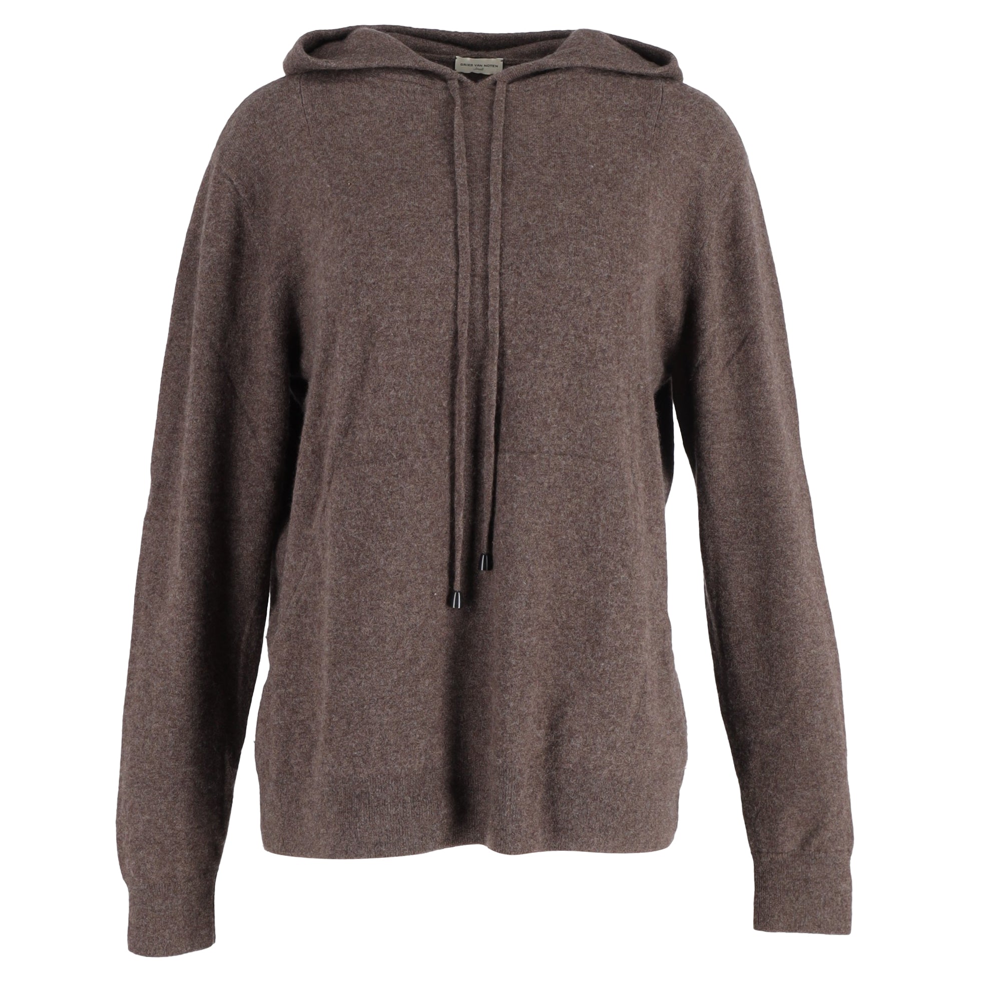 Dries Van Noten Hooded Sweater with Pockets in Brown Wool