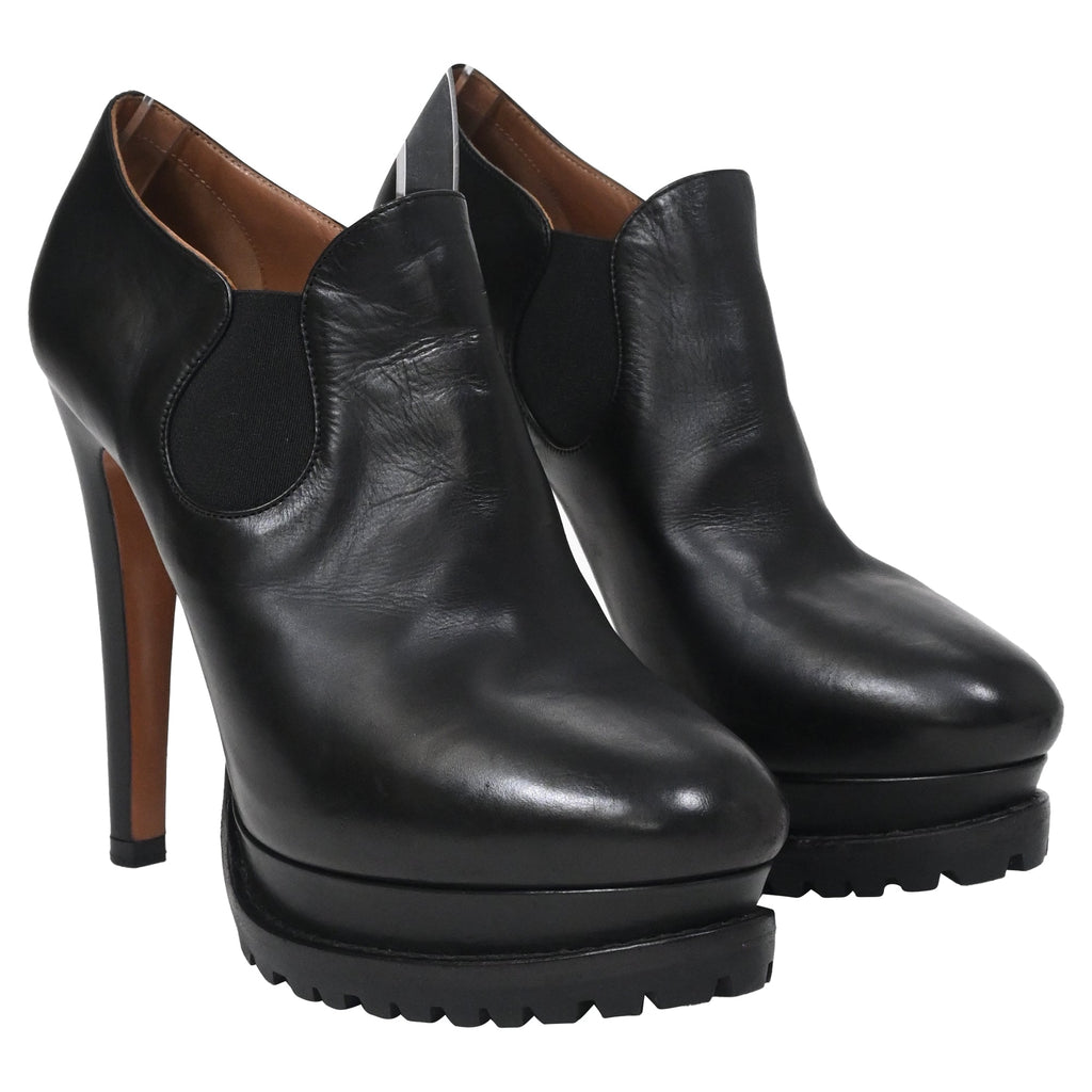 Alaïa Platform Ankle Boots in Black Leather