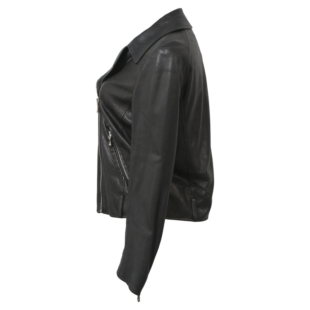 Miu Miu Zipped Biker Jacket in Black Leather