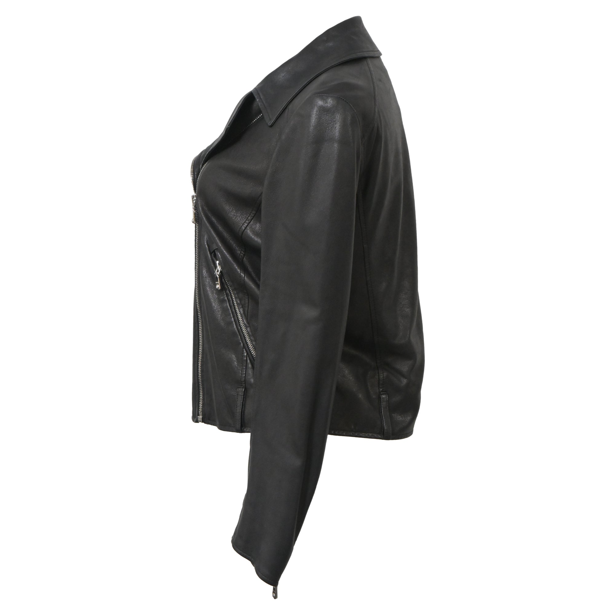 Miu Miu Zipped Biker Jacket in Black Leather