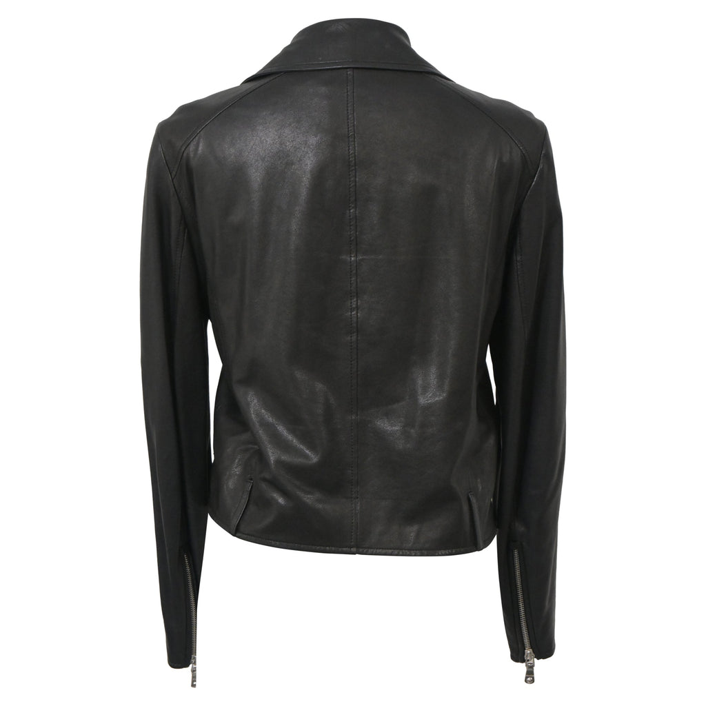 Miu Miu Zipped Biker Jacket in Black Leather