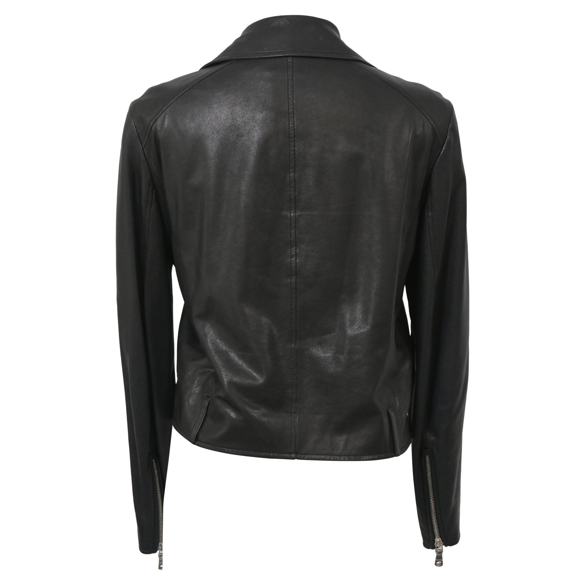 Miu Miu Zipped Biker Jacket in Black Leather
