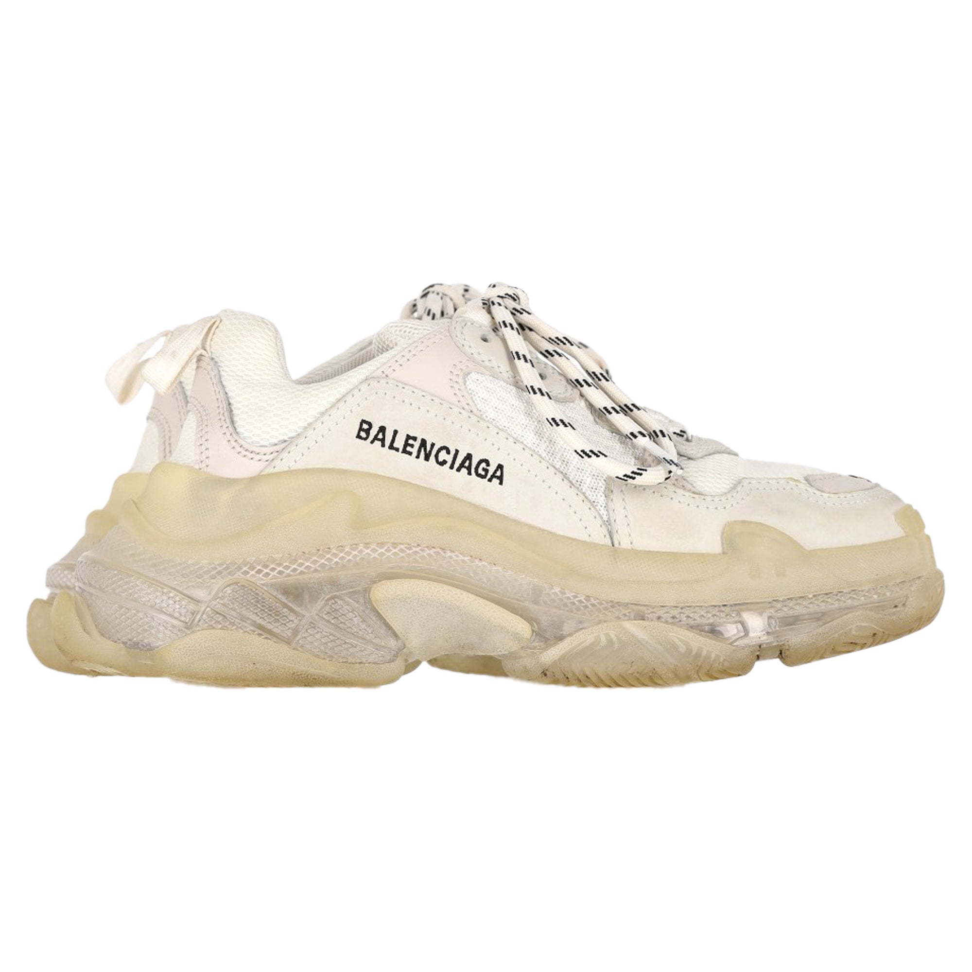 Women's Balenciaga Triple S Clear Sole Low-Top Sneakers in White Polyester